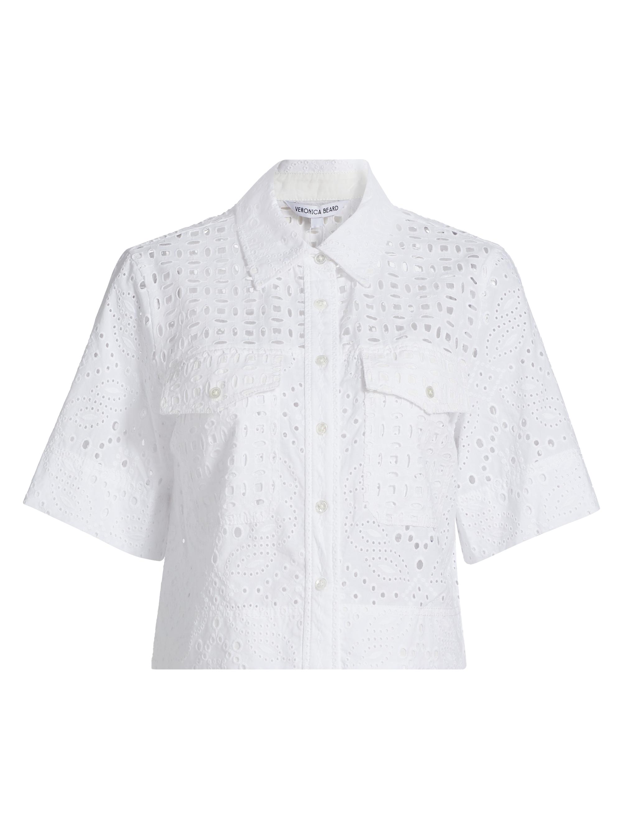 Veronica Beard Women's Spruce Eyelet Cotton Top - White