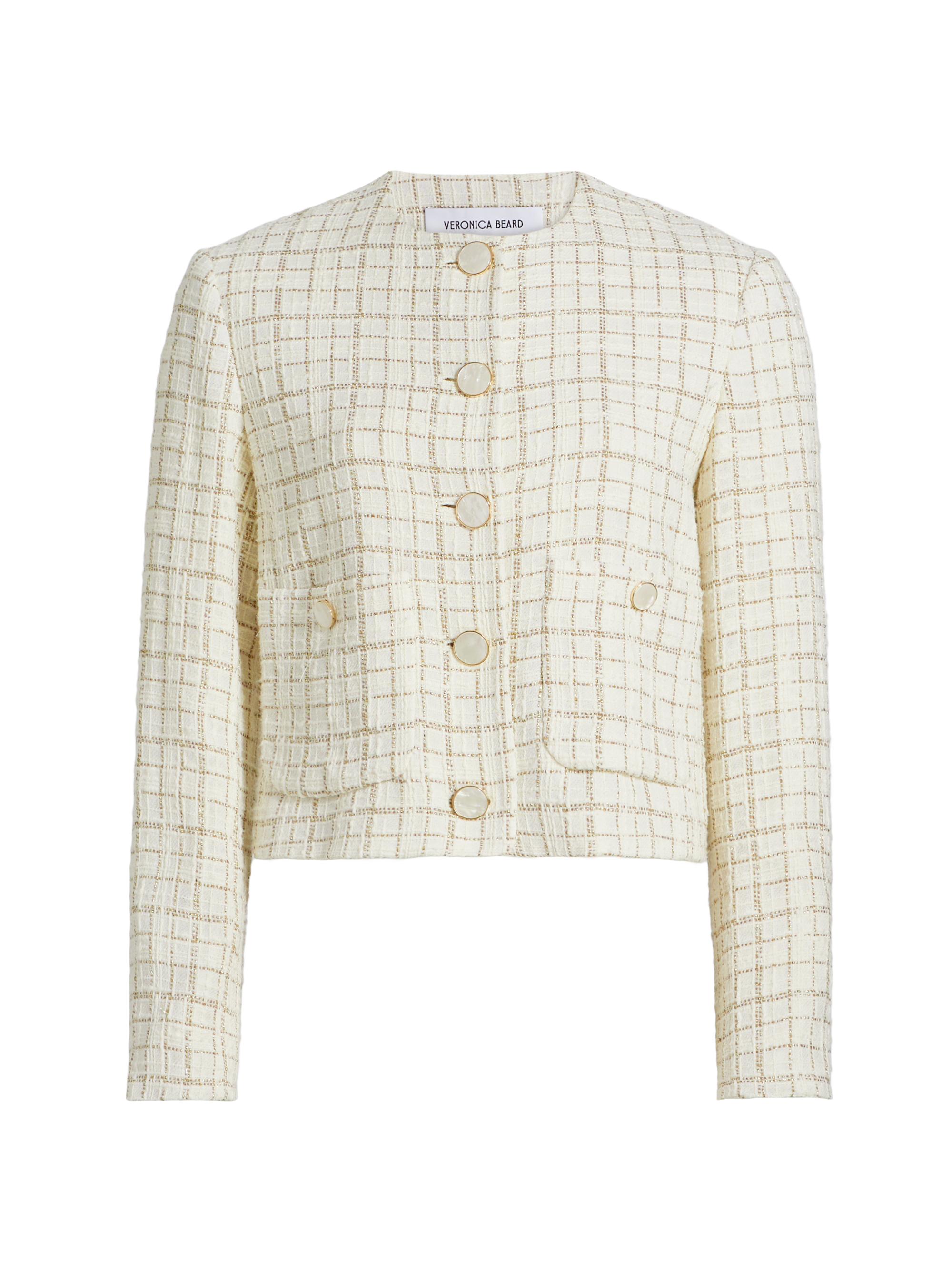 Veronica Beard Bentley Check Tweed Crop Jacket | Saks Fifth Avenue