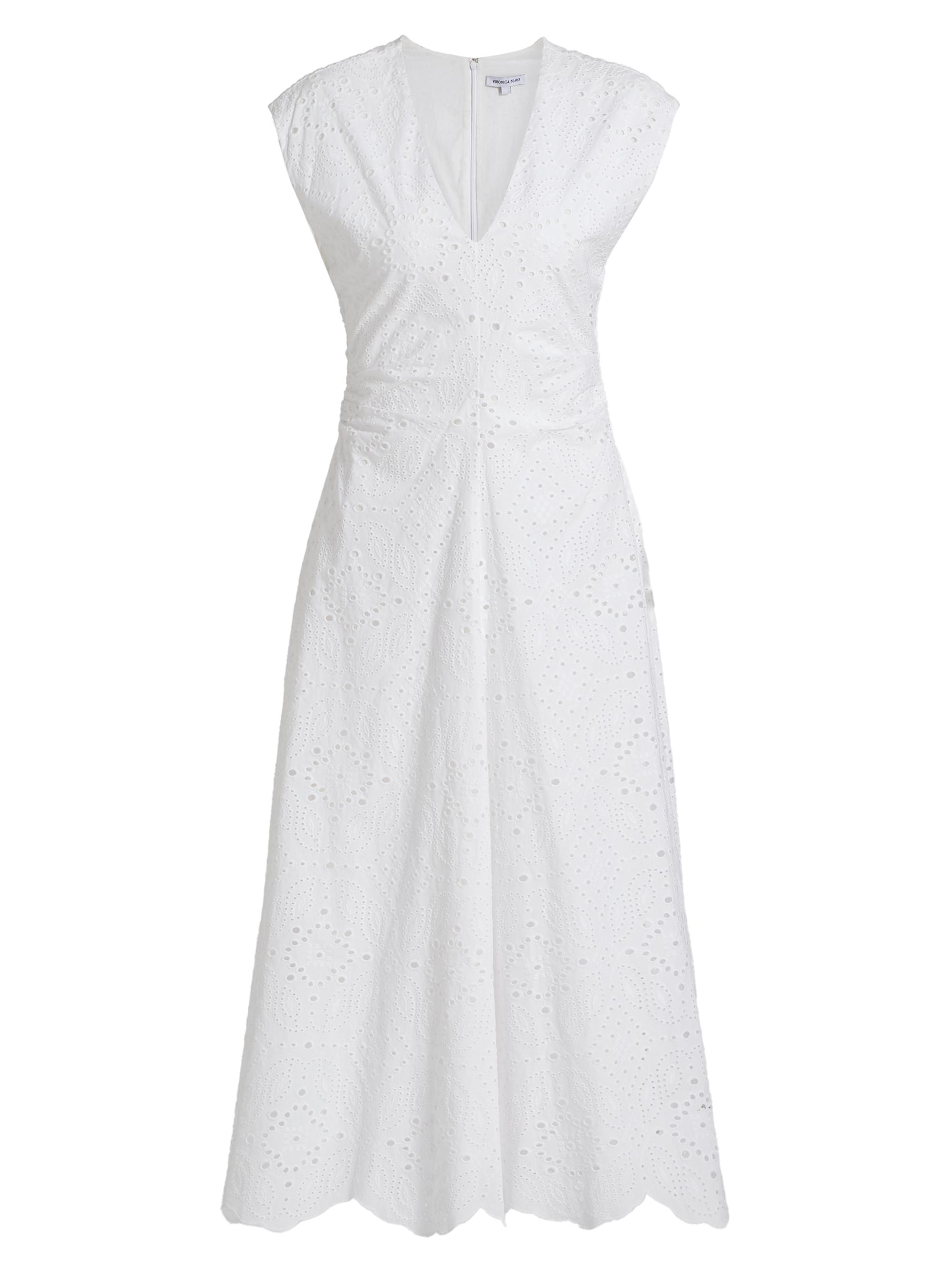 Veronica Beard Women's Aven Eyelet Cotton A-Line Midi-Dress - White