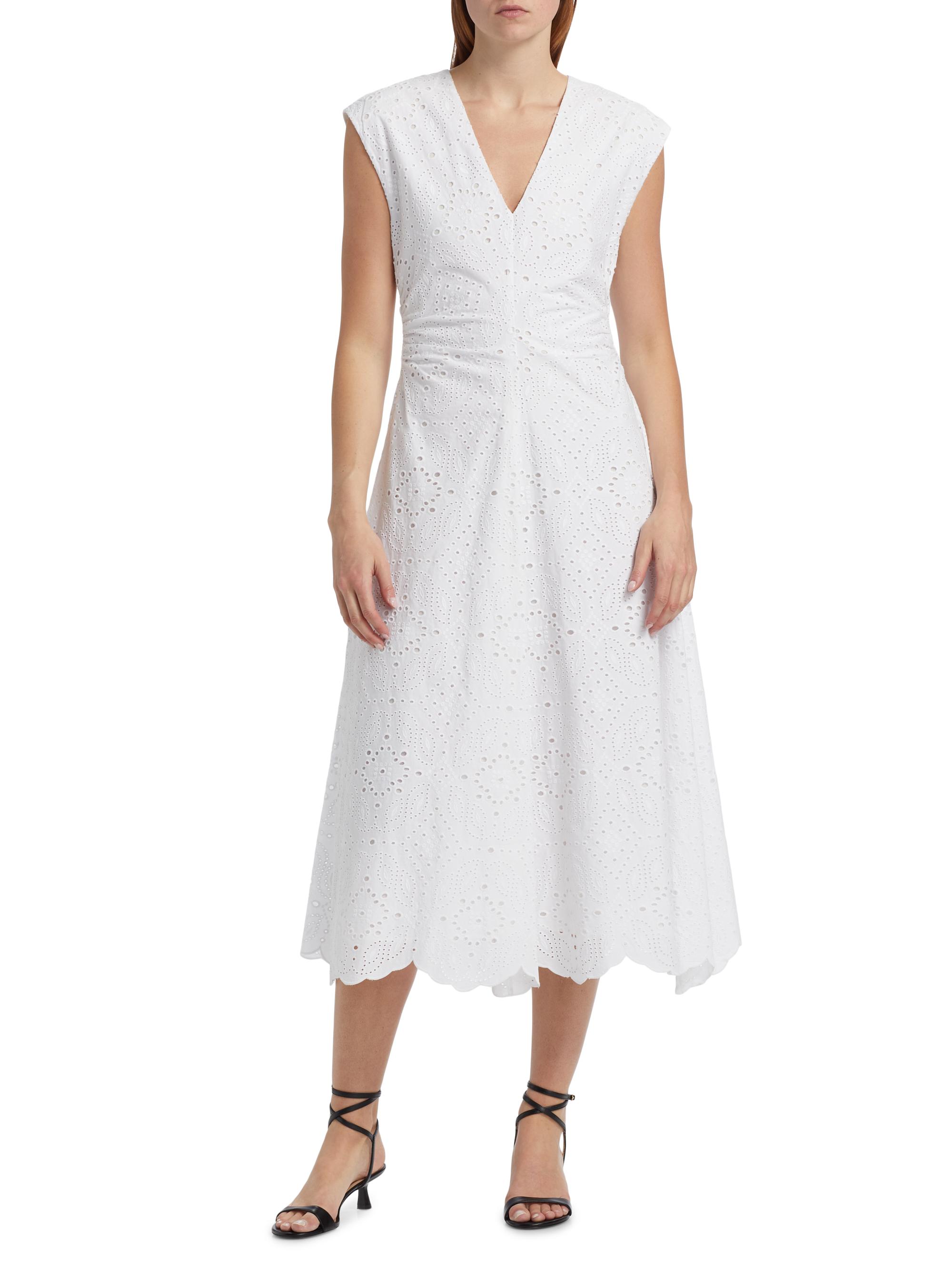 Veronica Beard Aven Eyelet Cotton A-Line Midi-Dress | Saks Fifth Avenue