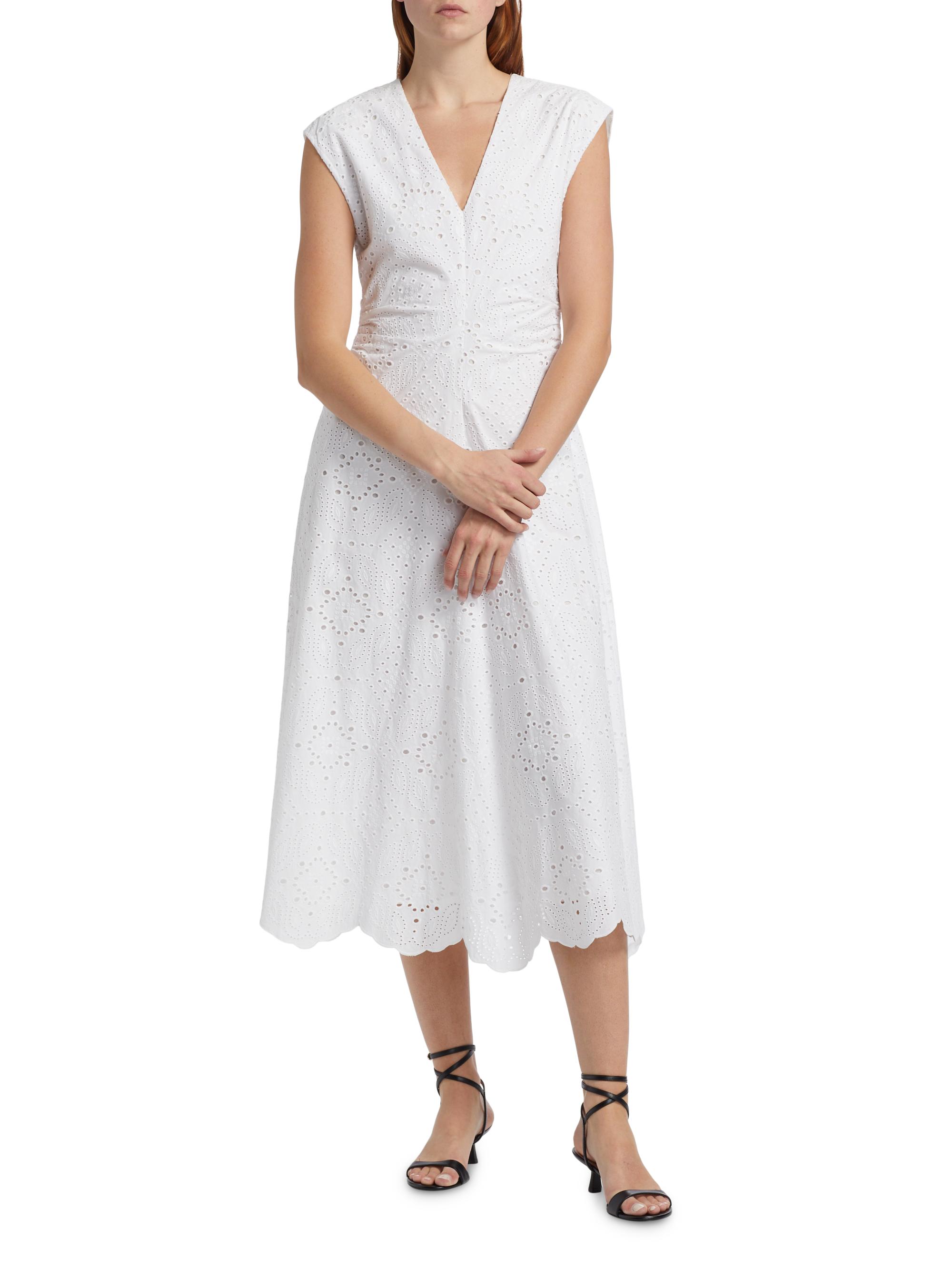 Veronica Beard Aven Eyelet Cotton A-Line Midi-Dress | Saks Fifth