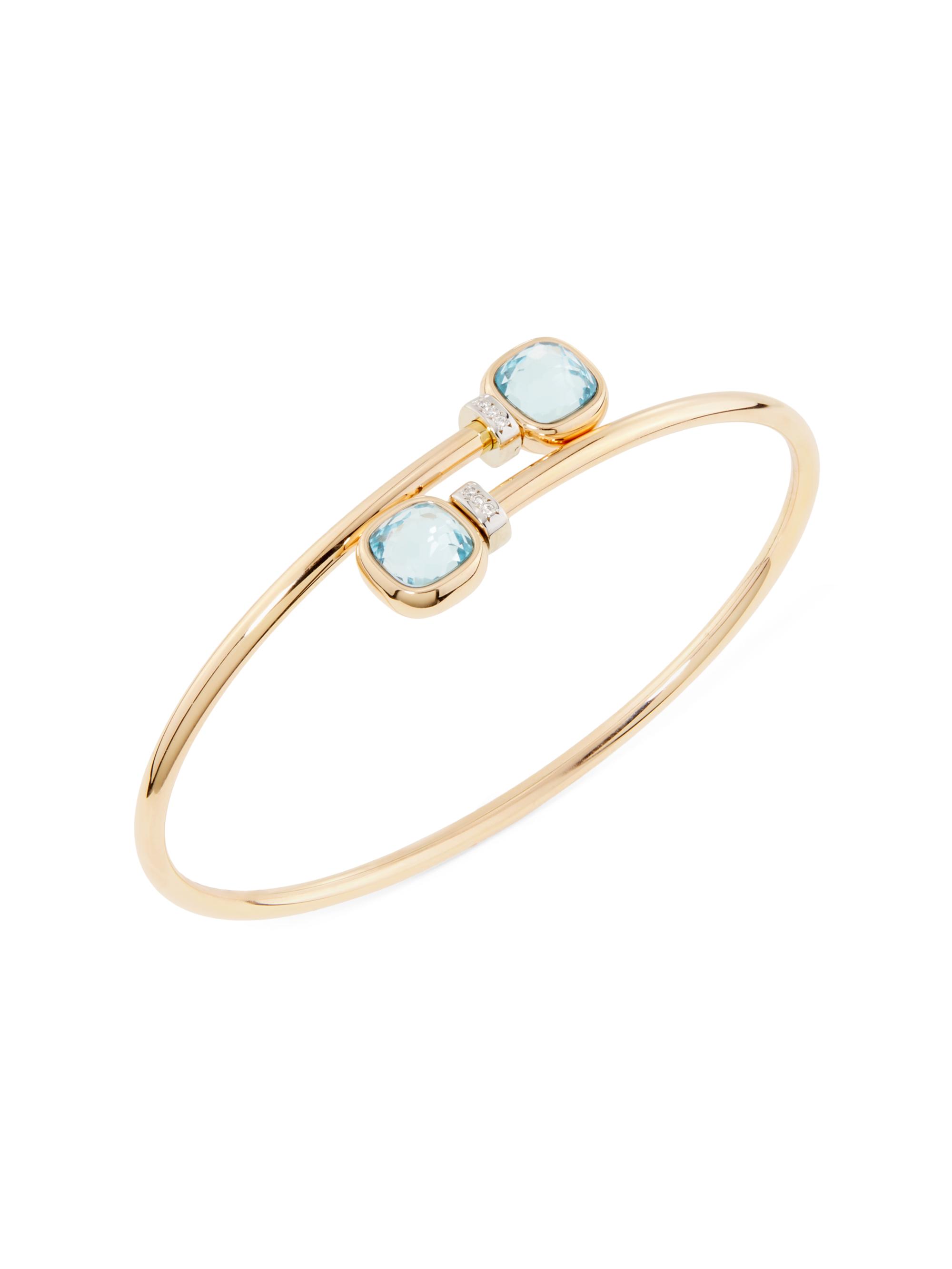 Pomellato Women's Nudo Mini 18K Rose Gold, Sky Blue Topaz & 0.02 TCW Diamond Bangle Bracelet - Rose Gold