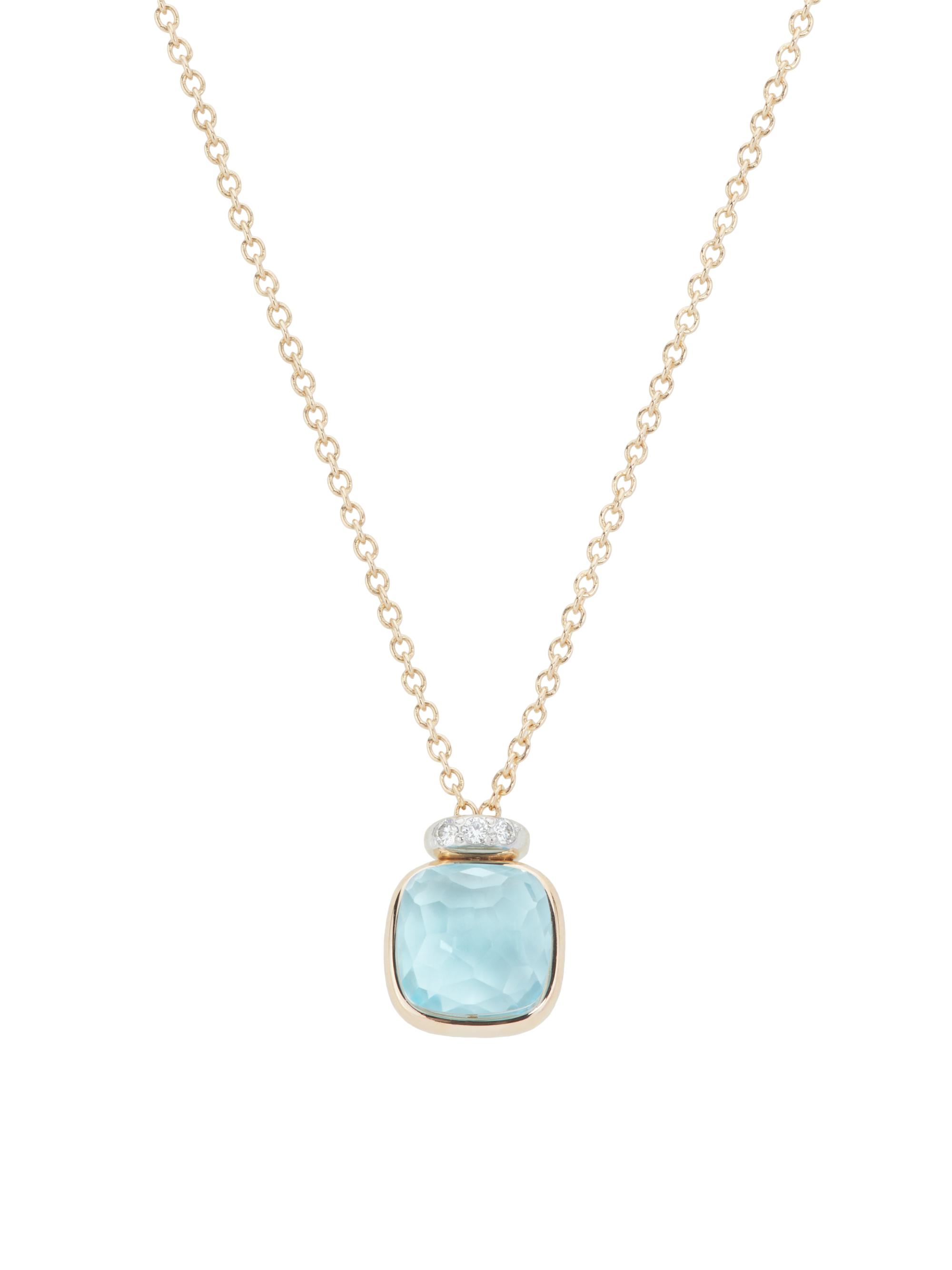 Pomellato Women's Nudo Mini 18K Rose Gold, Sky Blue Topaz & 0.02 TCW Diamond Pendant Necklace - Rose Gold