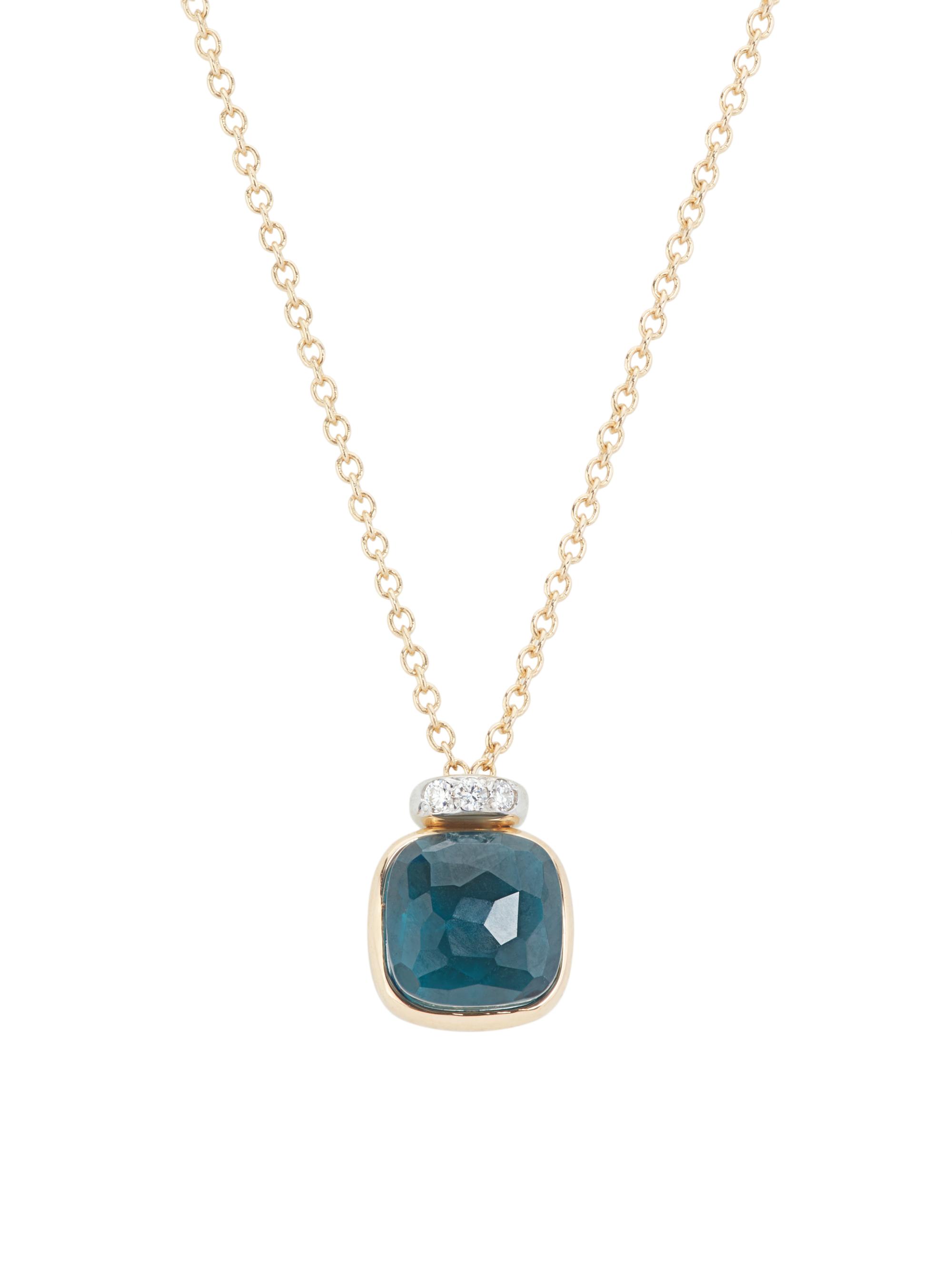 Pomellato Women's Nudo 18K Rose Gold, London Blue Topaz & 0.02 TCW Diamond Pendant Necklace - Rose Gold