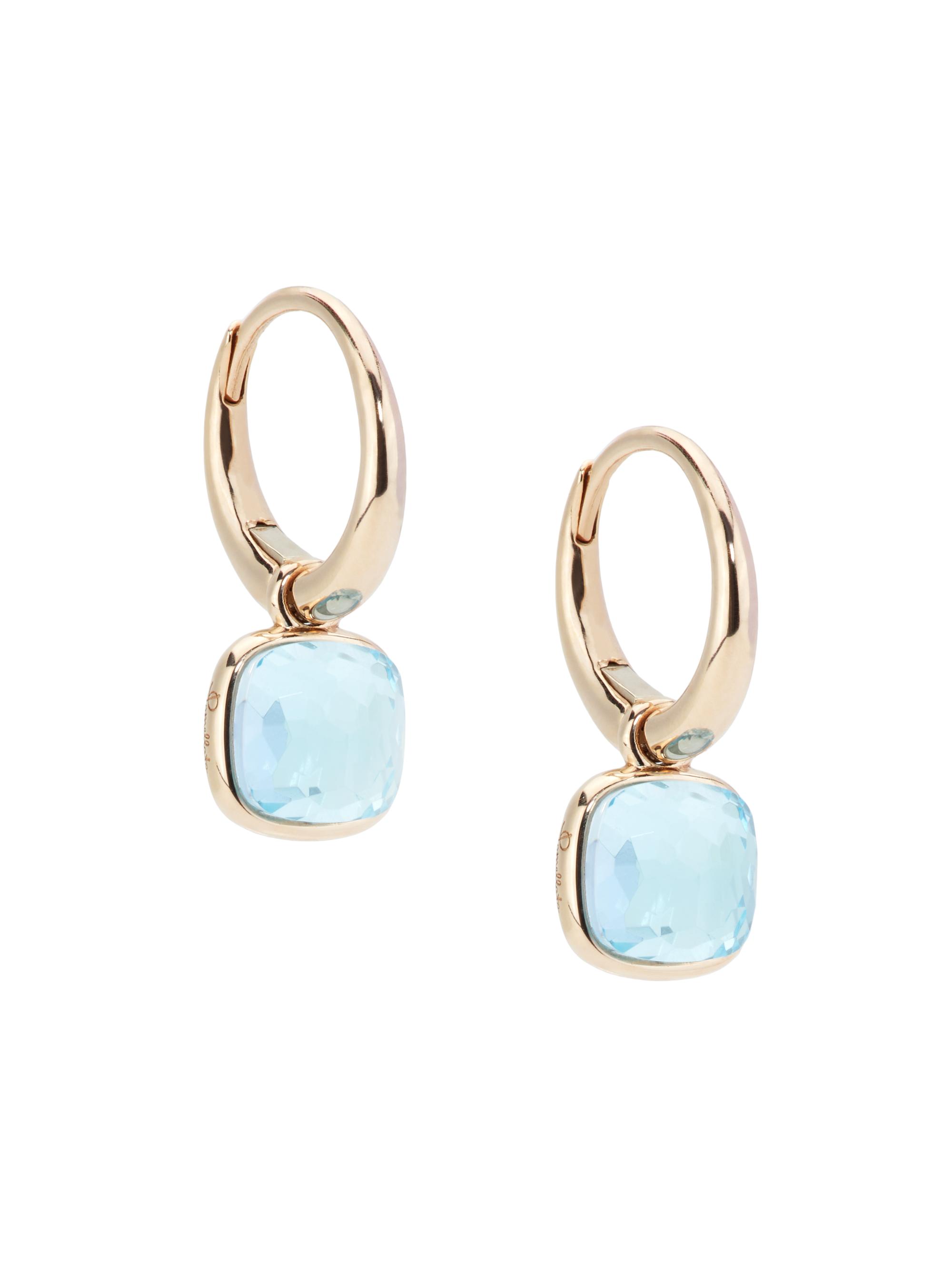 Pomellato Women's Nudo Mini Sky Blue Topaz & 18K Rose Gold Hoop Earrings - Rose Gold