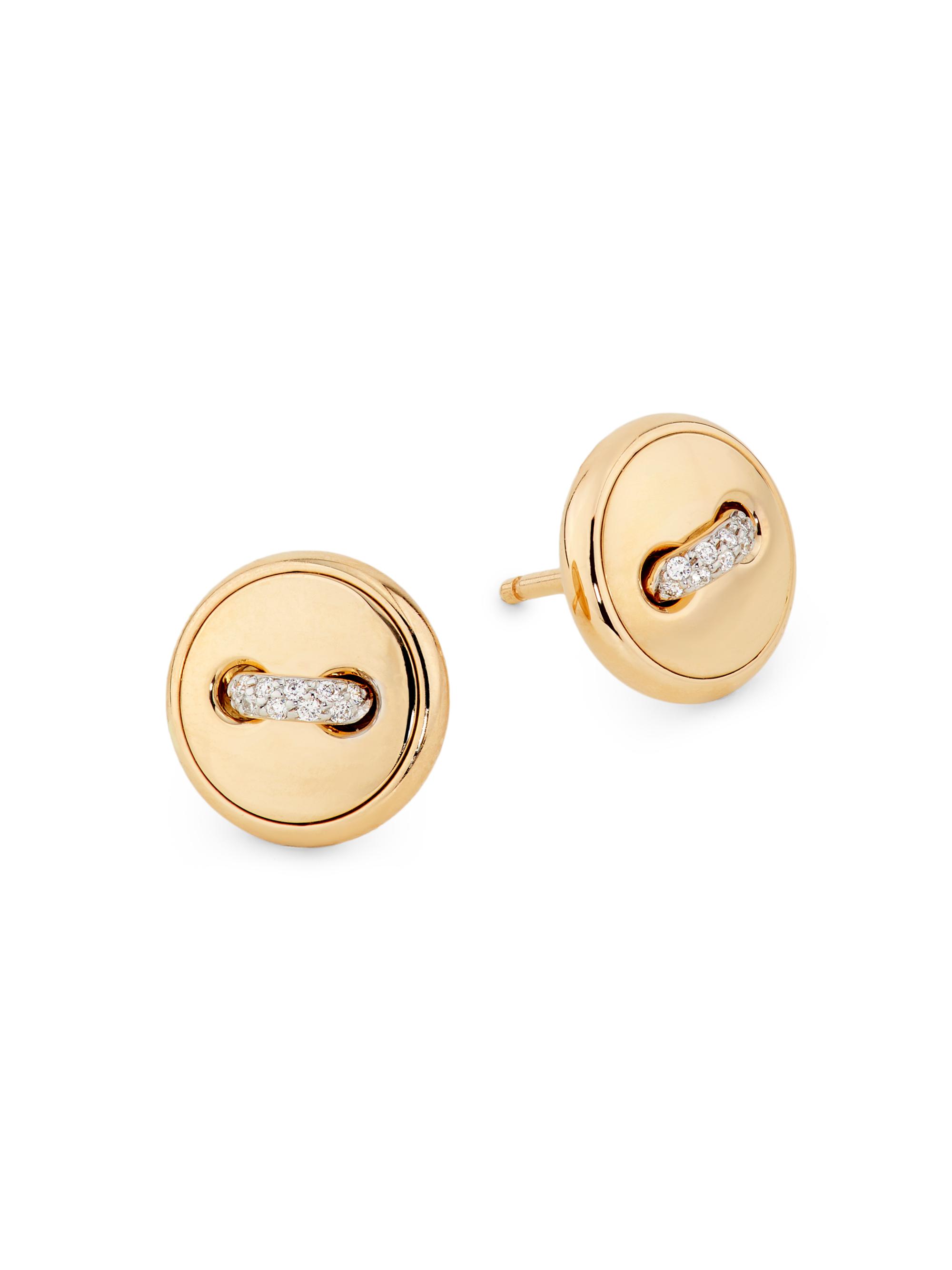 Pomellato Women's Pom Pom Dot 18K Rose Gold & 0.06 TCW Diamond Button Stud Earrings - Rose Gold