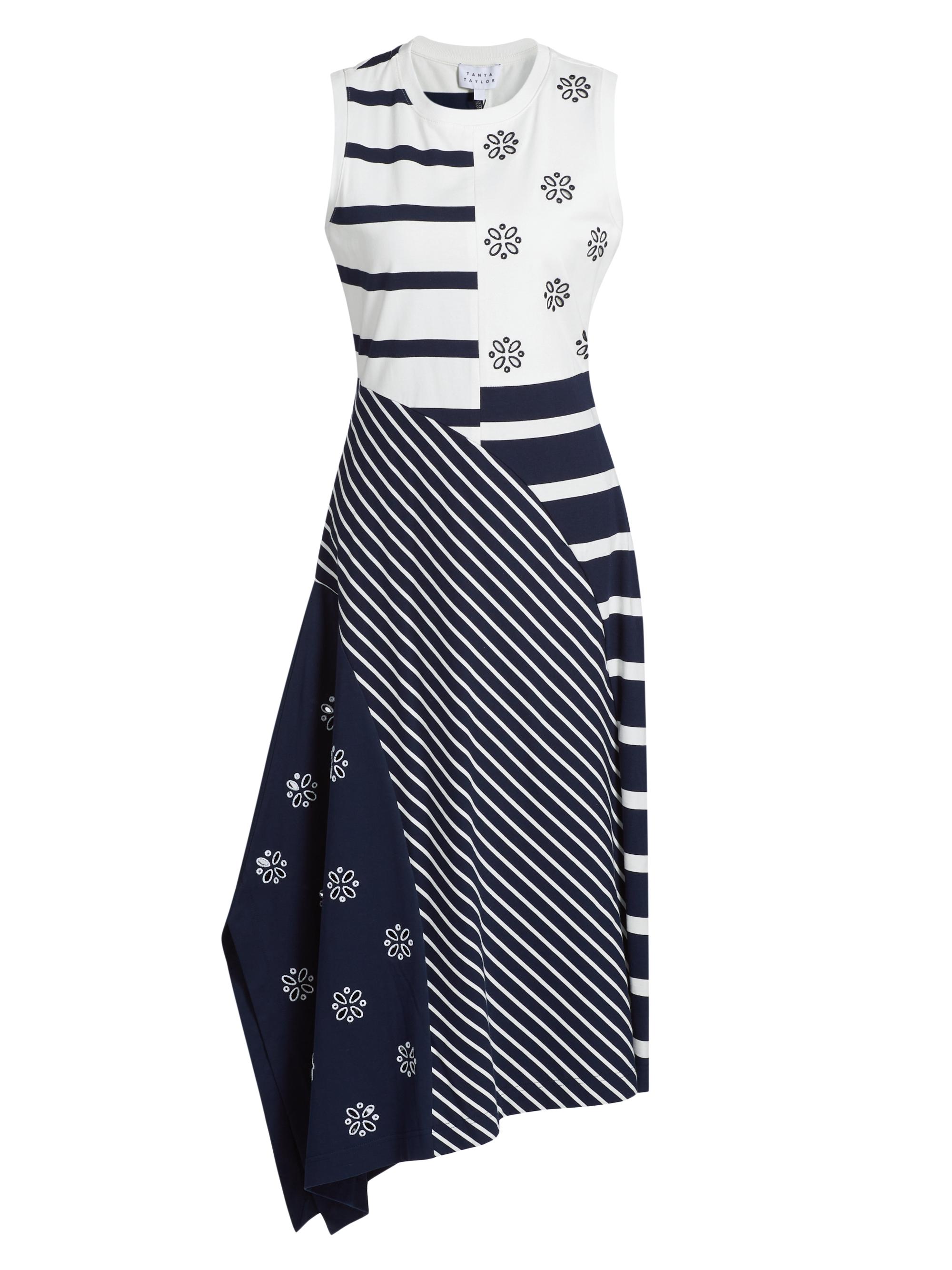 Tanya Taylor Women's Cassidy Mixed Jersey Midi-Dress - Maritime Blue Multi Mix