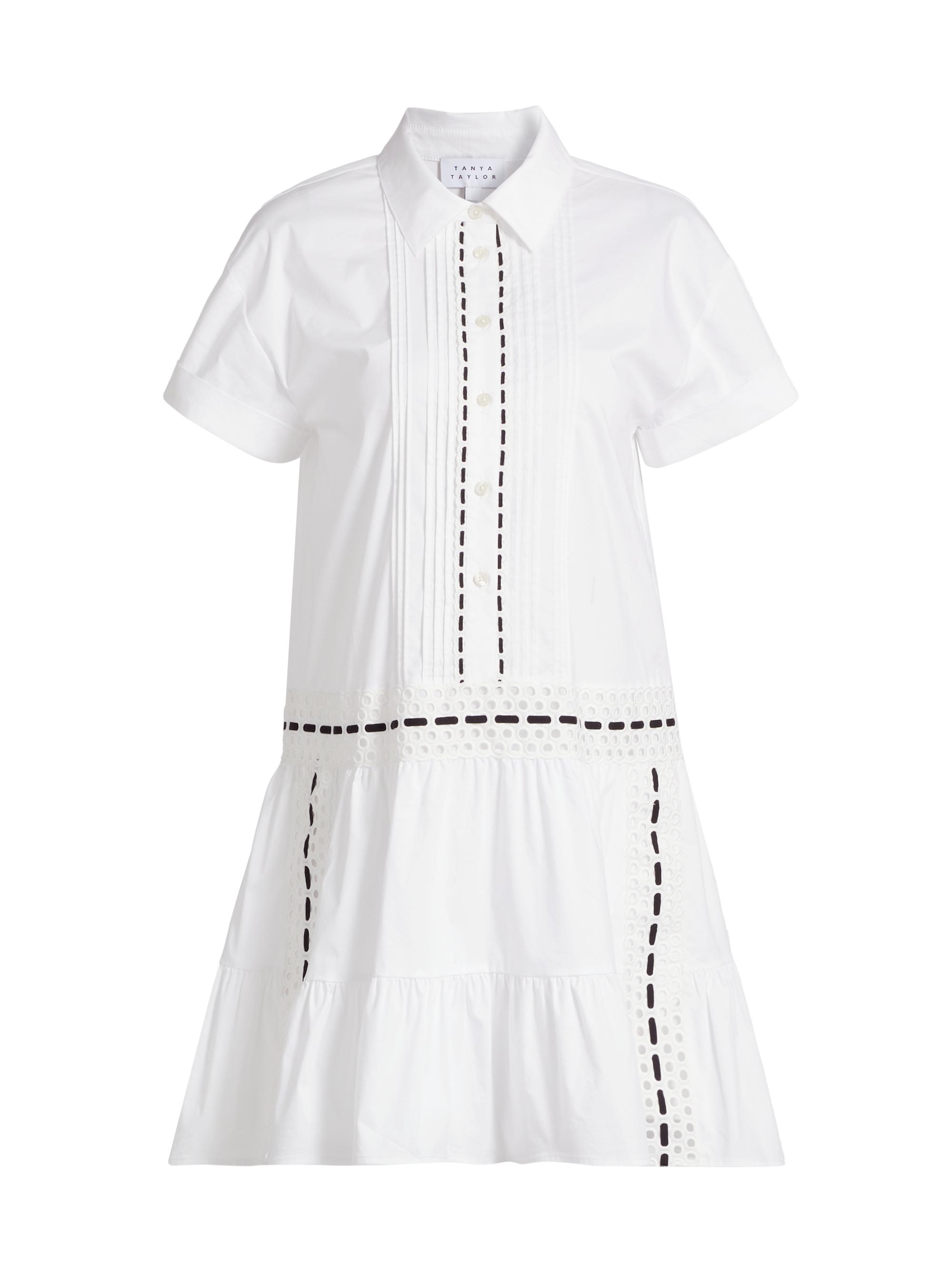Tanya Taylor Women's Jasmine Eyelet Button-Front Dress - White