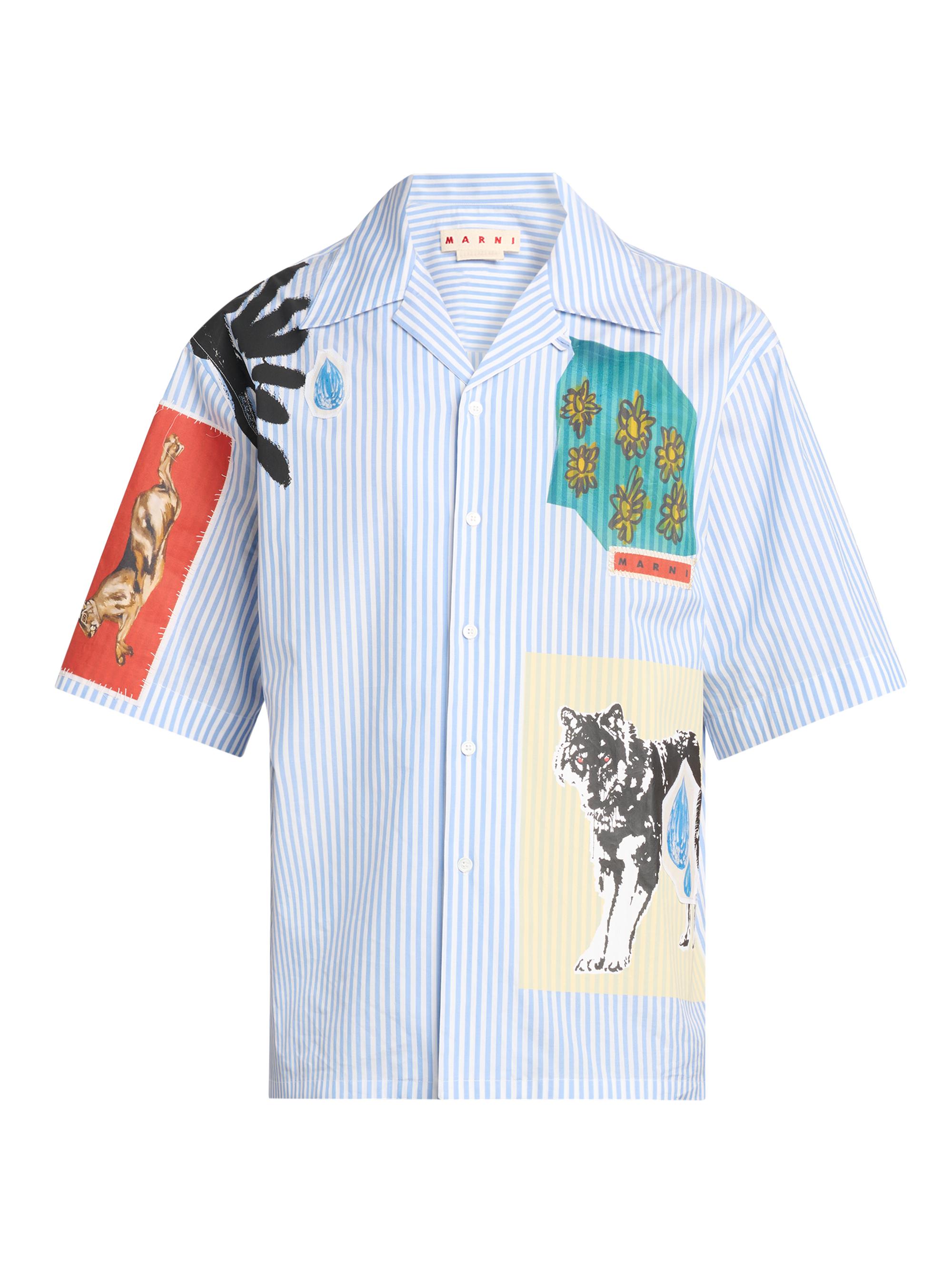 Marni Men's Slawn Cotton Camp Shirt - Iris Blue