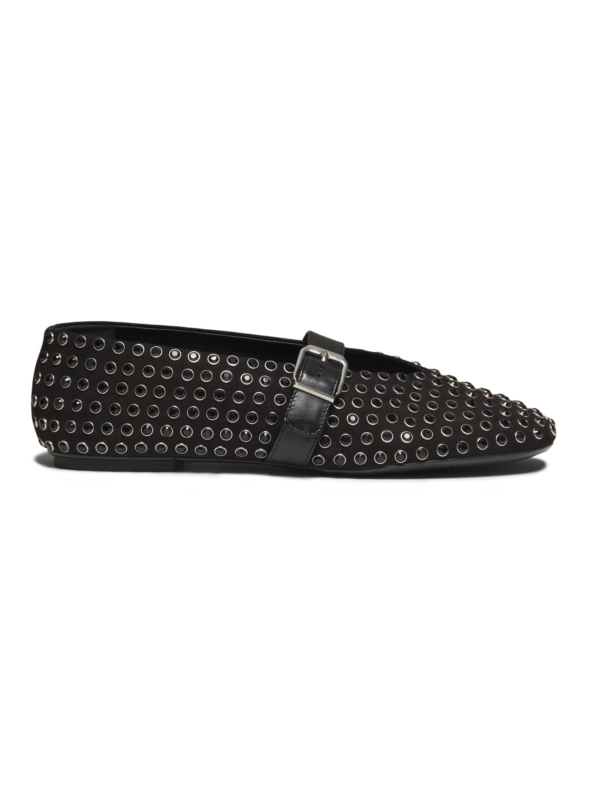 Schutz Women's Eiza Shine Studded Nubuck Ballet Flats - Black