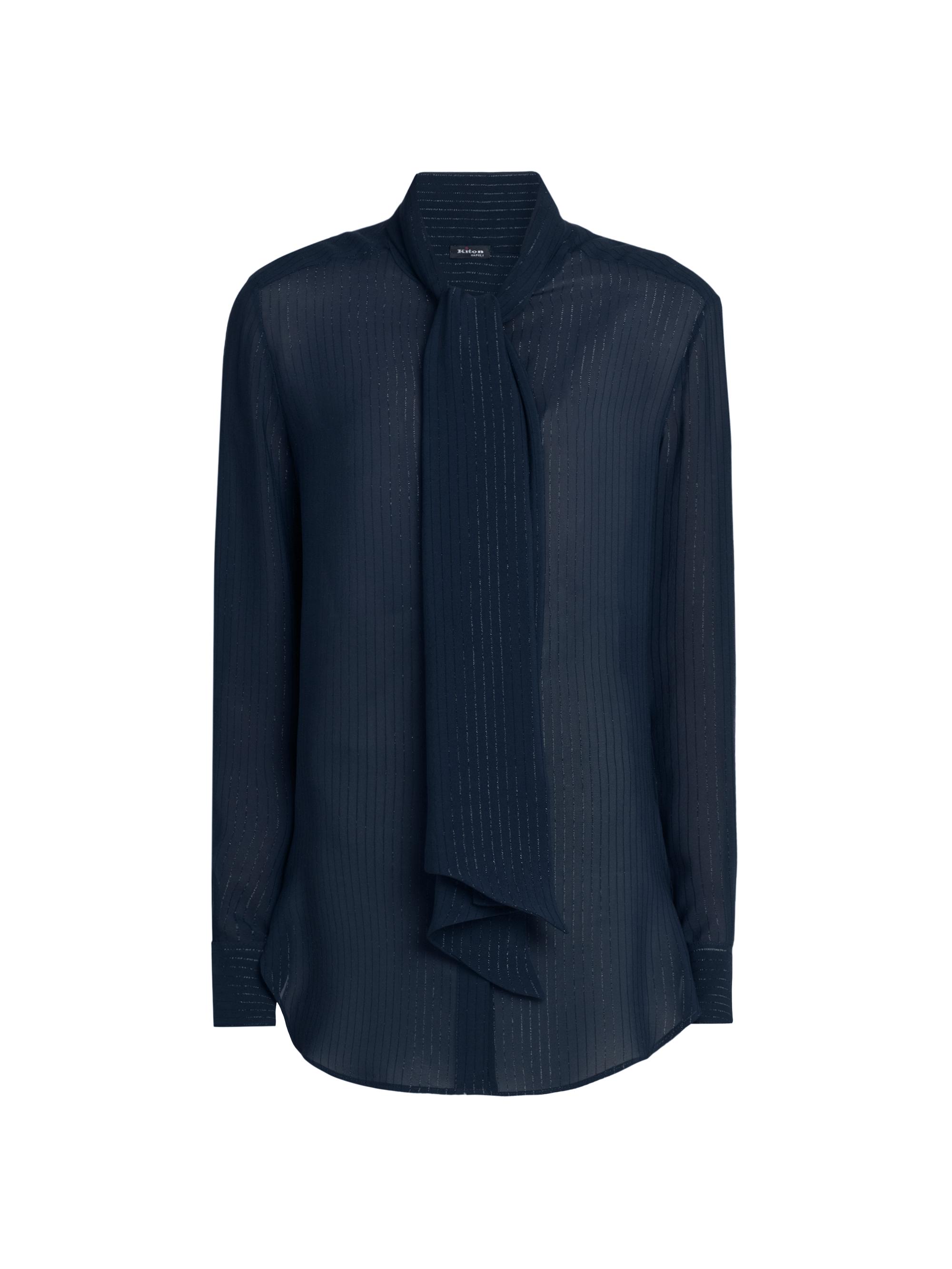 Kiton Women's Tieneck Silk-Blend Blouse - Blue