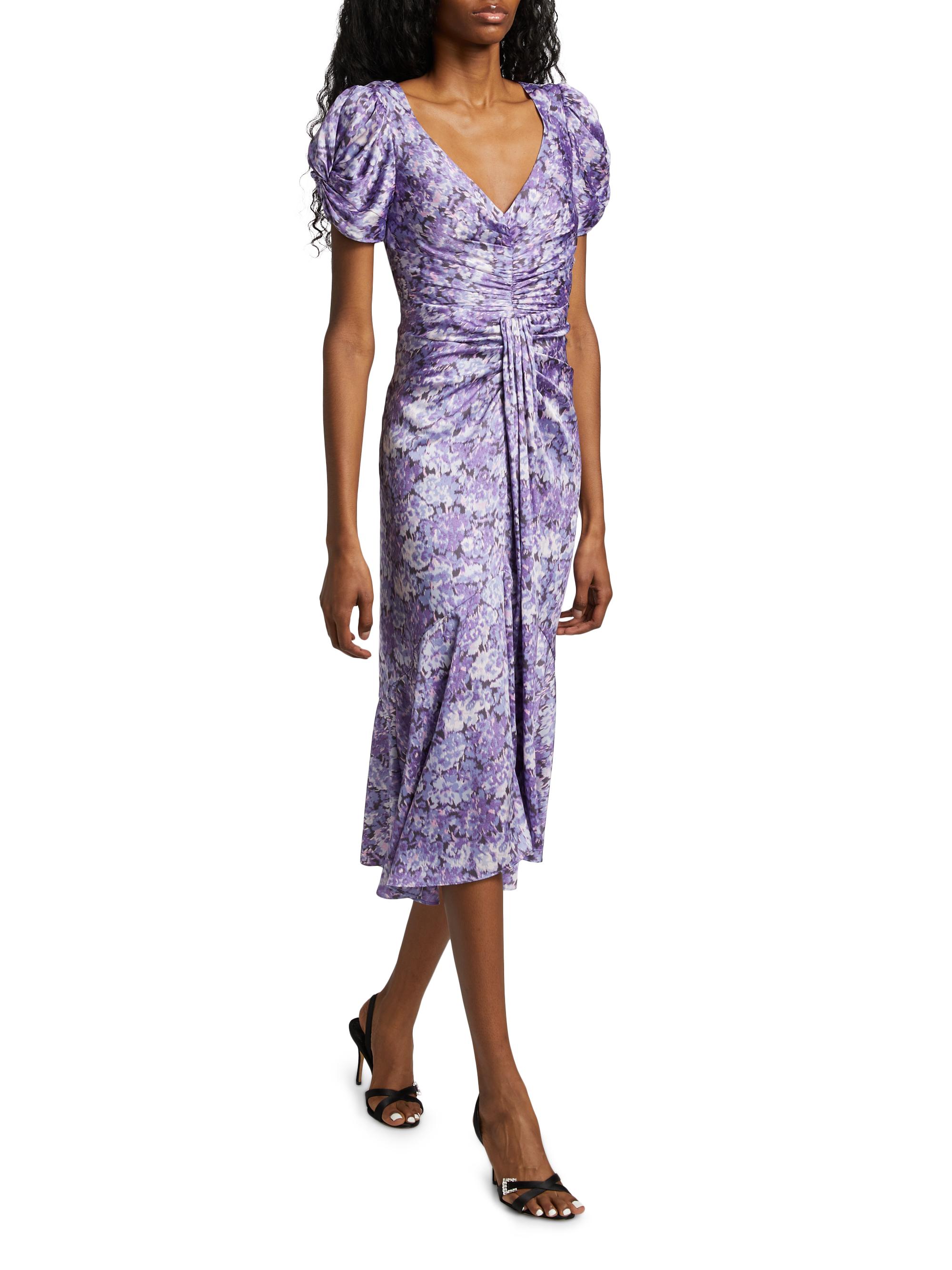 Cinq à Sept Walker Painted Hydrangea Tie-Waist Midi-Dress | Saks