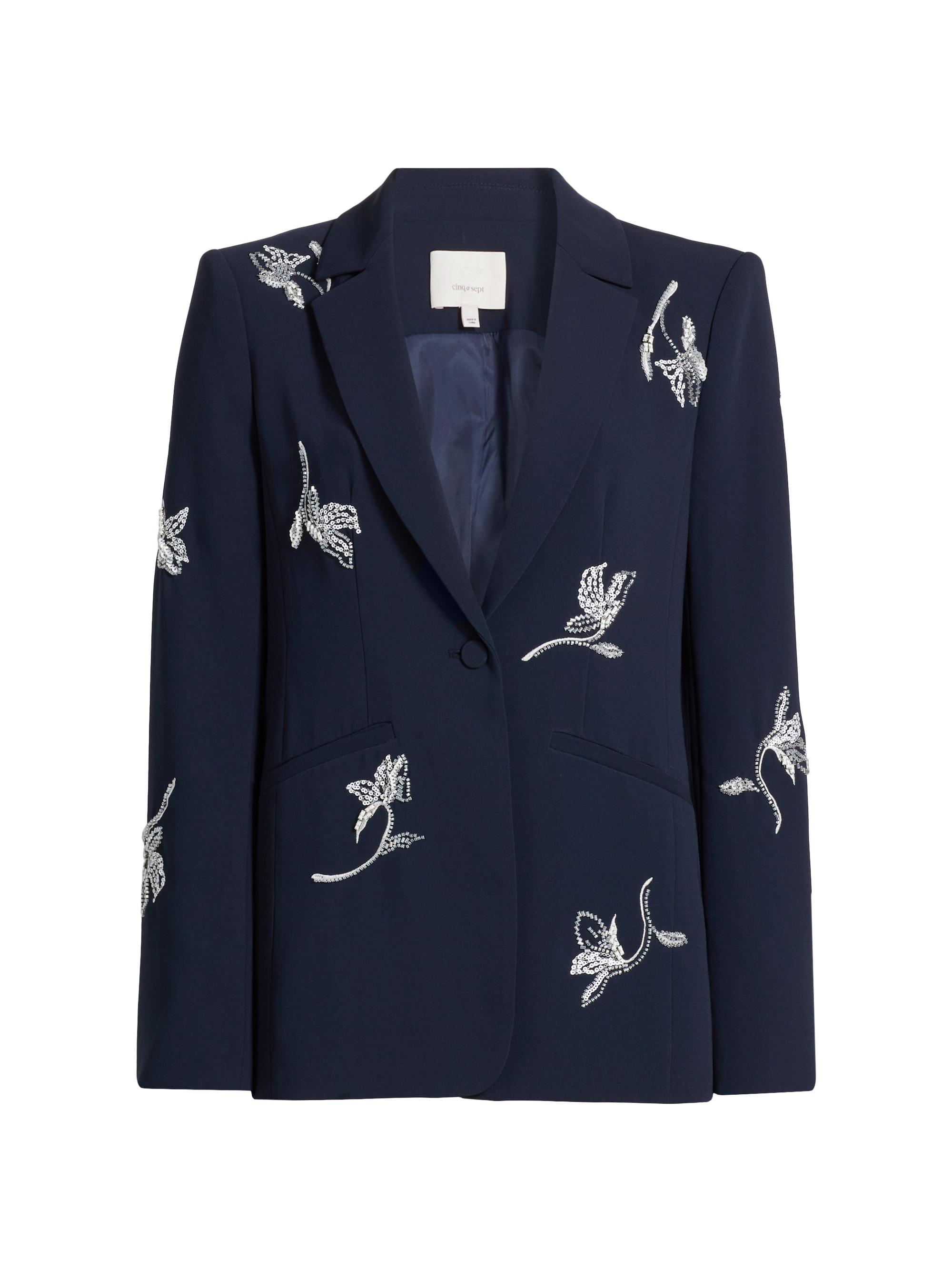 CINQ A SEPT Women's Falling Lilies Karlie Sequined Silk Organza Blazer - Navy