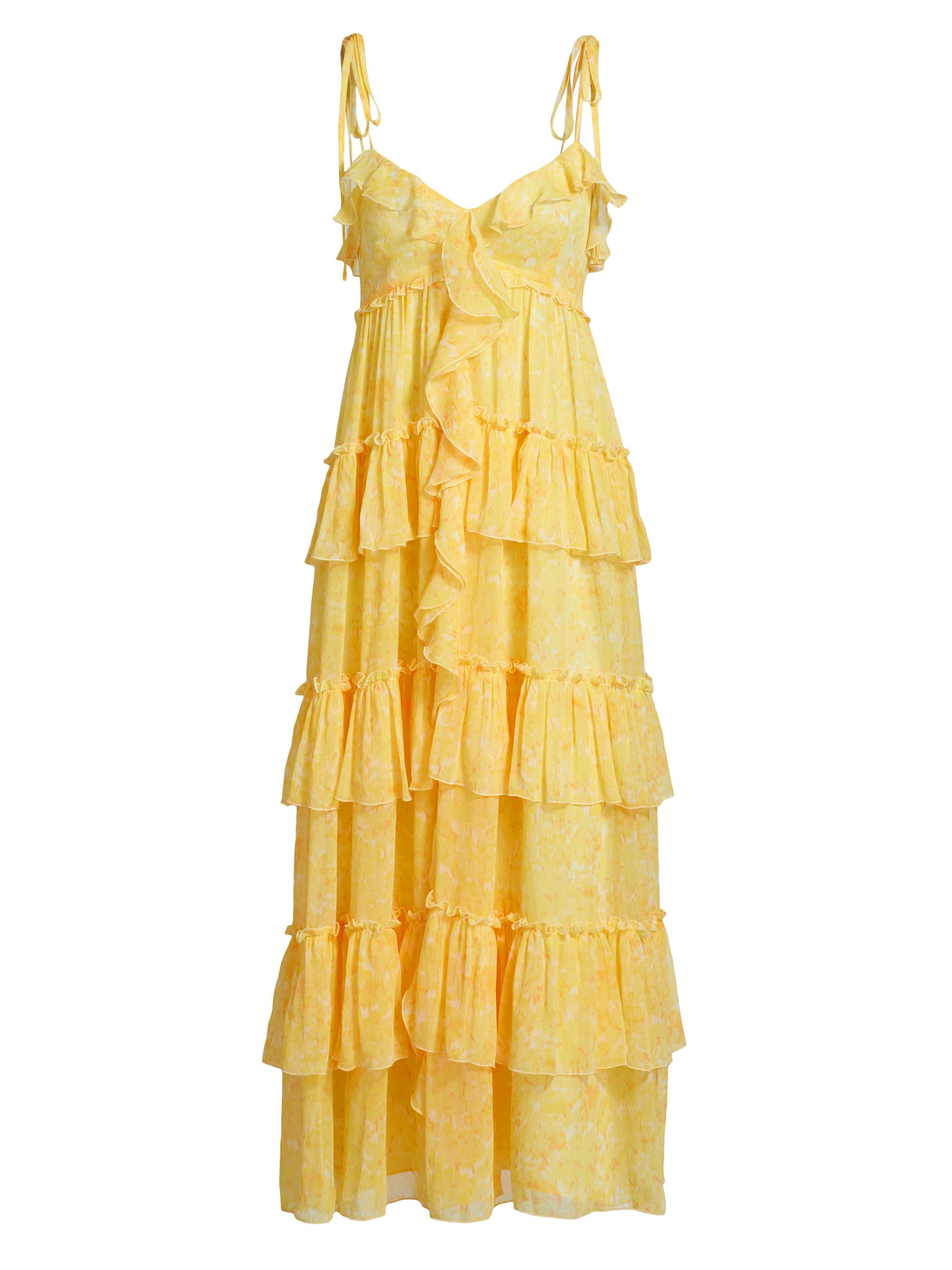 Cinq à Sept Women's Fadrid Ruffle Chiffon Tiered Midi-Dress - Mango Sorbet Multi