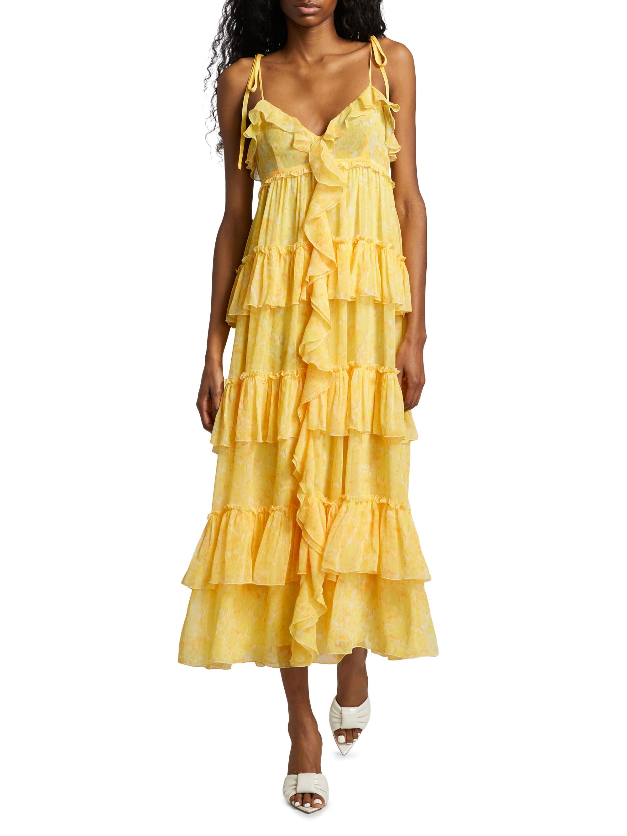 Cinq  Sept Fadrid Ruffle Chiffon Tiered Midi-Dress - Mango So...