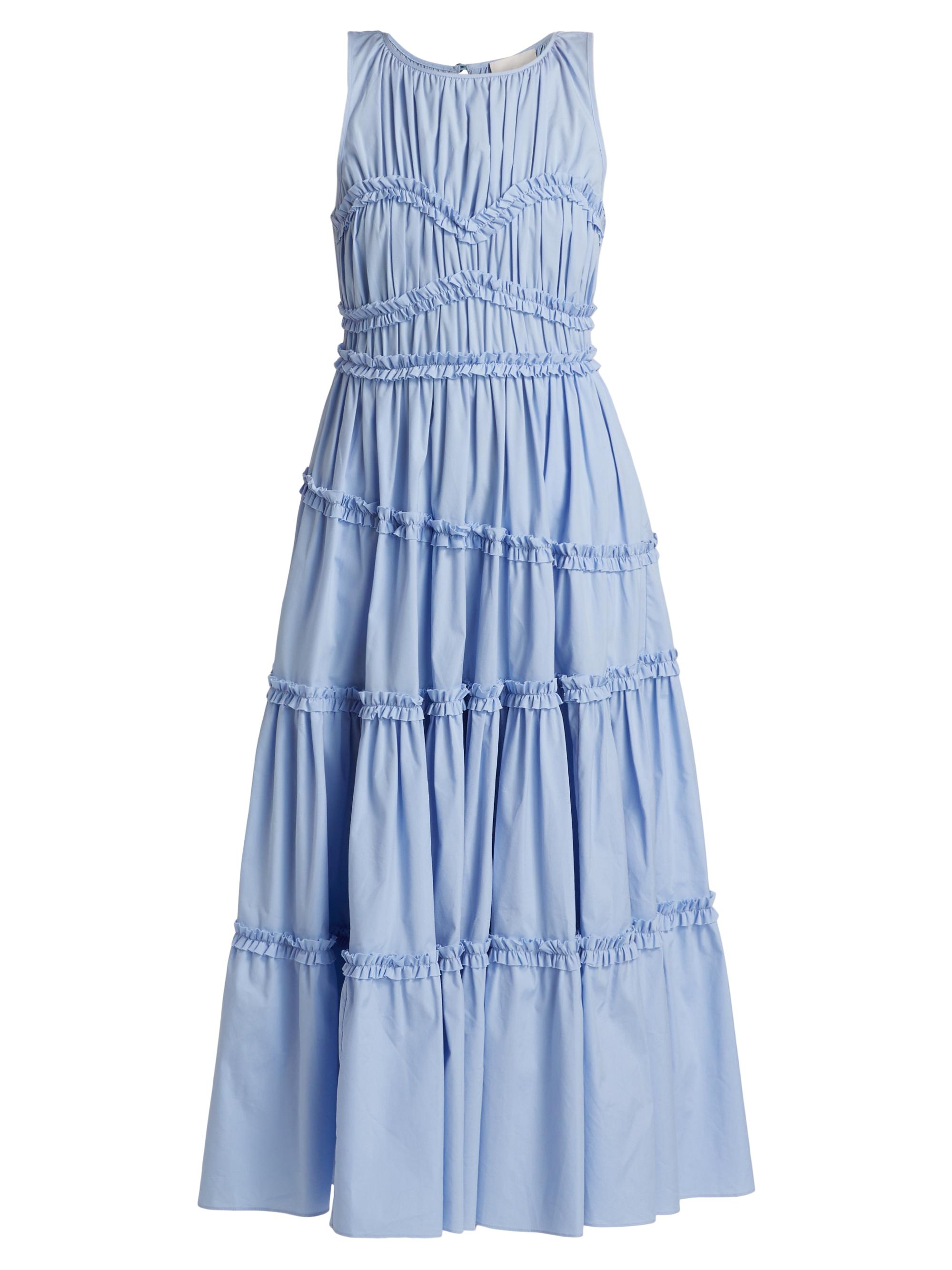 Cinq à Sept Women's Sirrina Ruffled Cotton-Poplin Tiered Midi-Dress - Blue Hydrangea