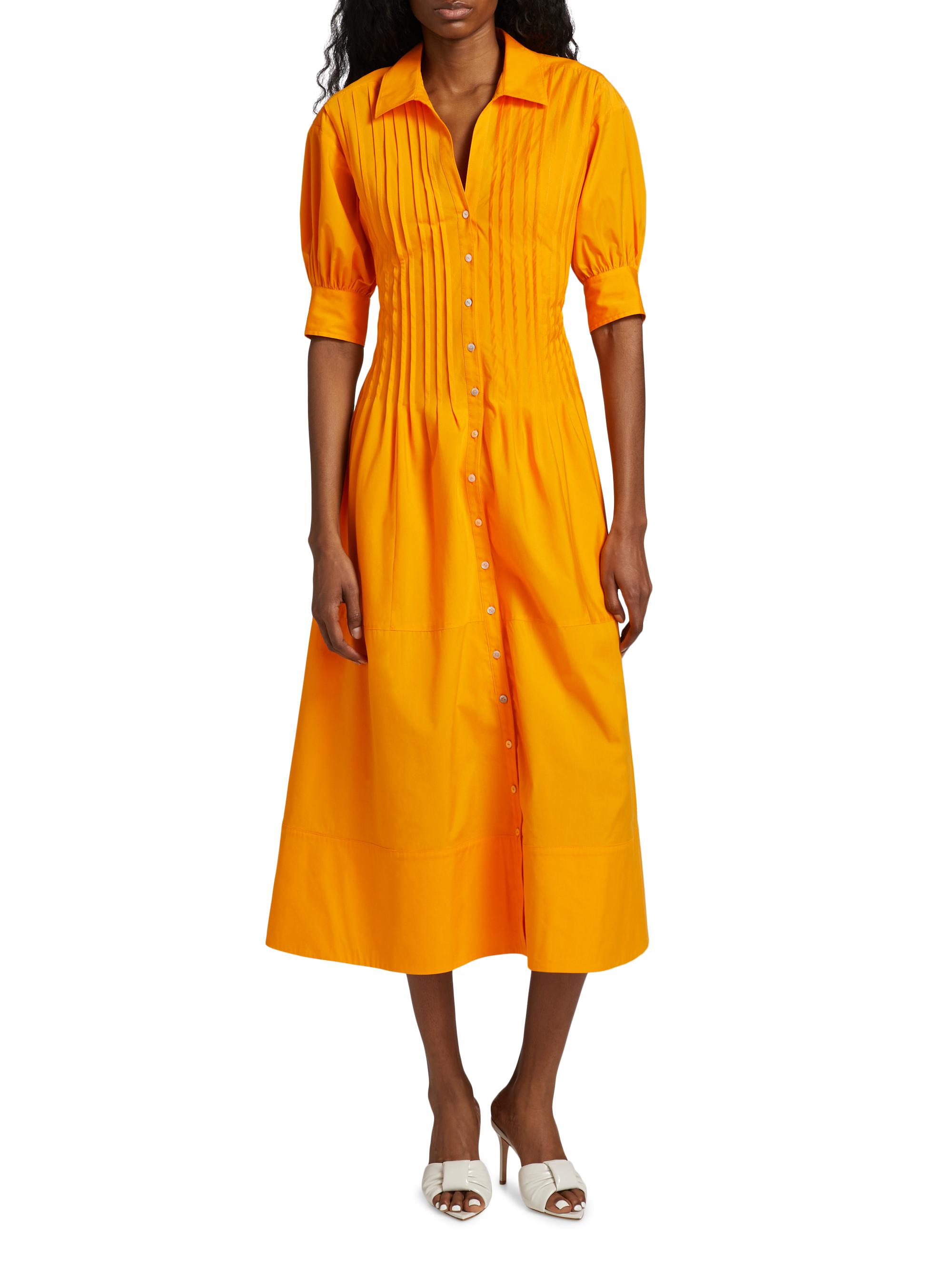 Cinq à Sept Monty Cotton-Blend Pintuck Midi-Shirtdress | Saks
