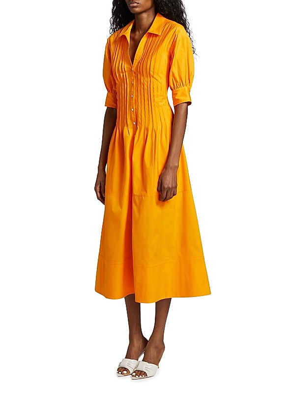 Shop Cinq à Sept Monty Cotton-Blend Pintuck Midi-Shirtdress Shop Cinq à Sept Monty Cotton-Blend Pintuck Midi-Shirtdress