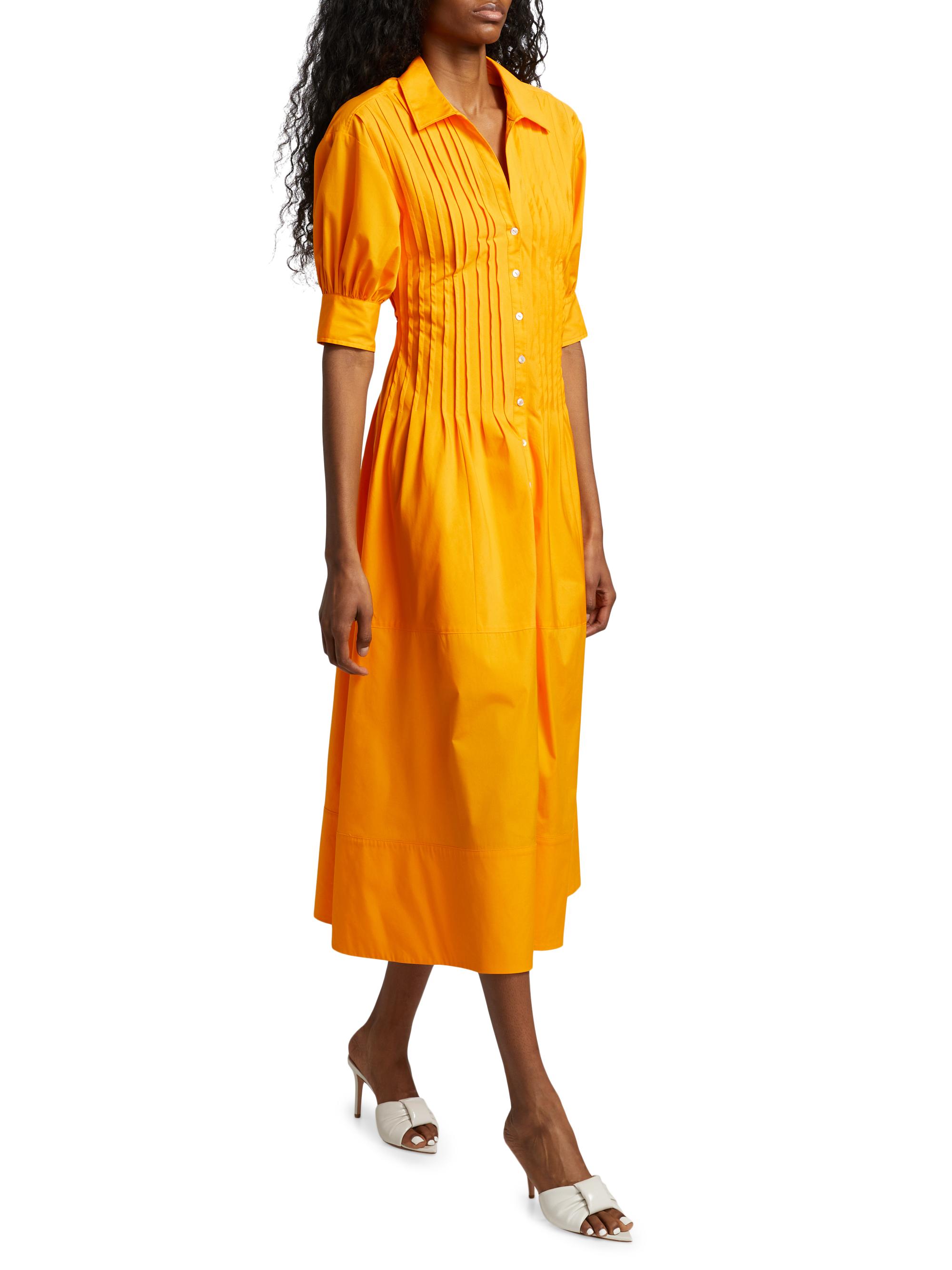 Cinq  Sept Monty Cotton-Blend Pintuck Midi-Shirtdress | Saks Fifth Avenue