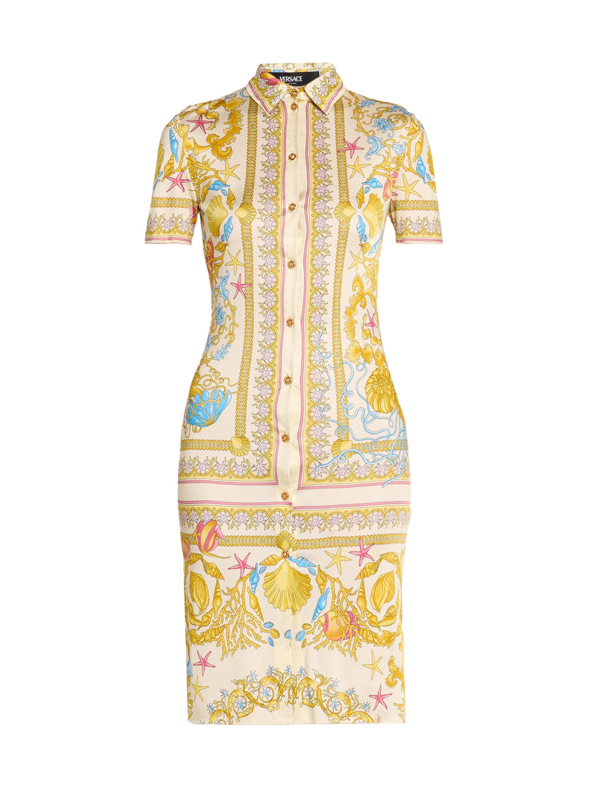 Versace Women's Barocco Sea Sheath Shirtdress - Eggshell Multicolor