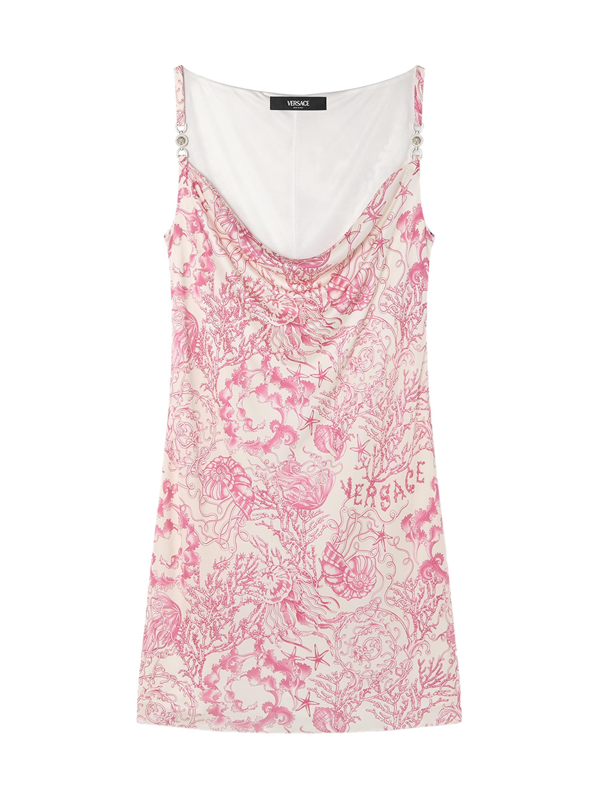 Versace Women's Underwater Barocco Cowl Minidress - Eggshell Dragonfruit