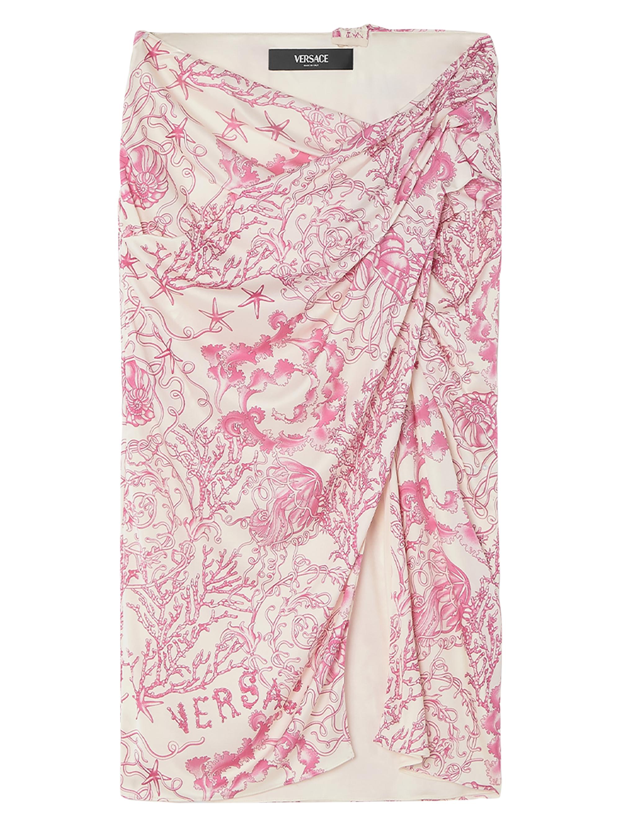 Versace Women's Underwater Barocco Drape Skirt - Eggshell Dragonfruit