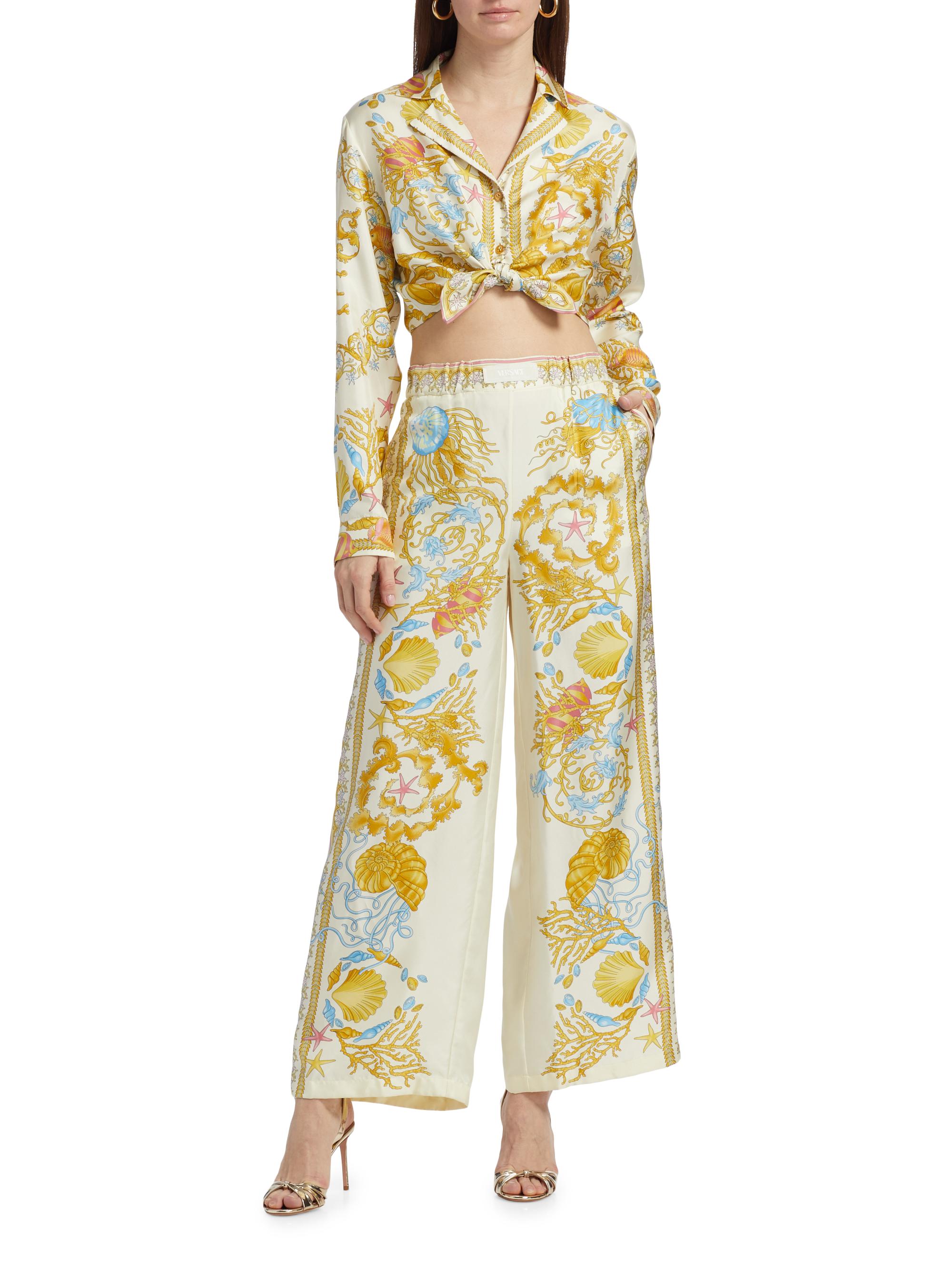 VERSACE 海洋生物プリント パンツ XL Versace Underwater Barocco Silk Twill Pants | Saks Fifth Avenue