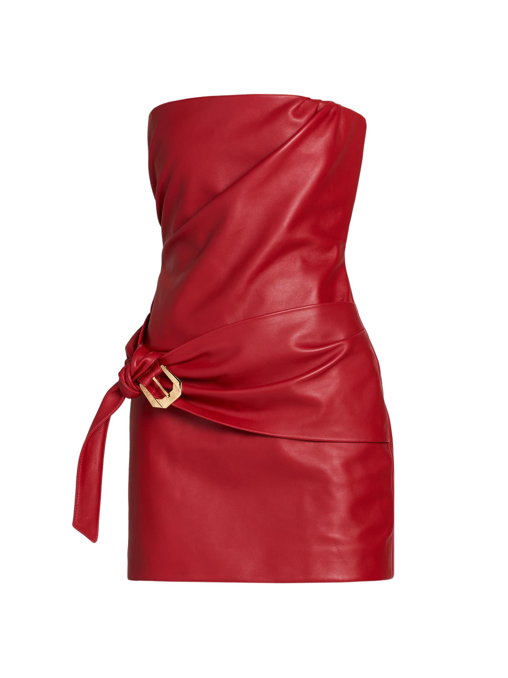 Versace Women's Belted Leather Minidress - Parade Red