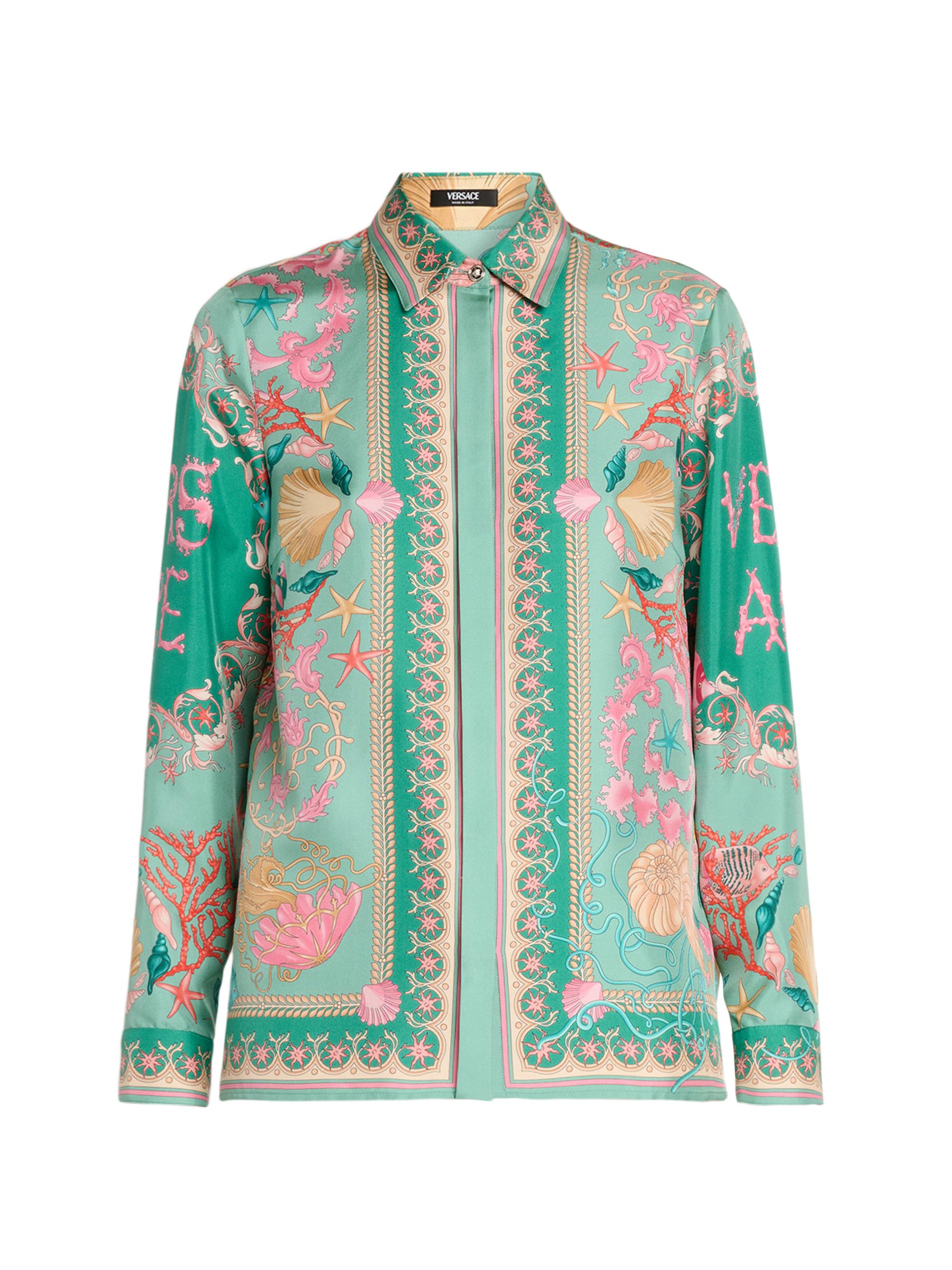 Versace Women's Barocco Sea Silk Formal Shirt - Eggshell