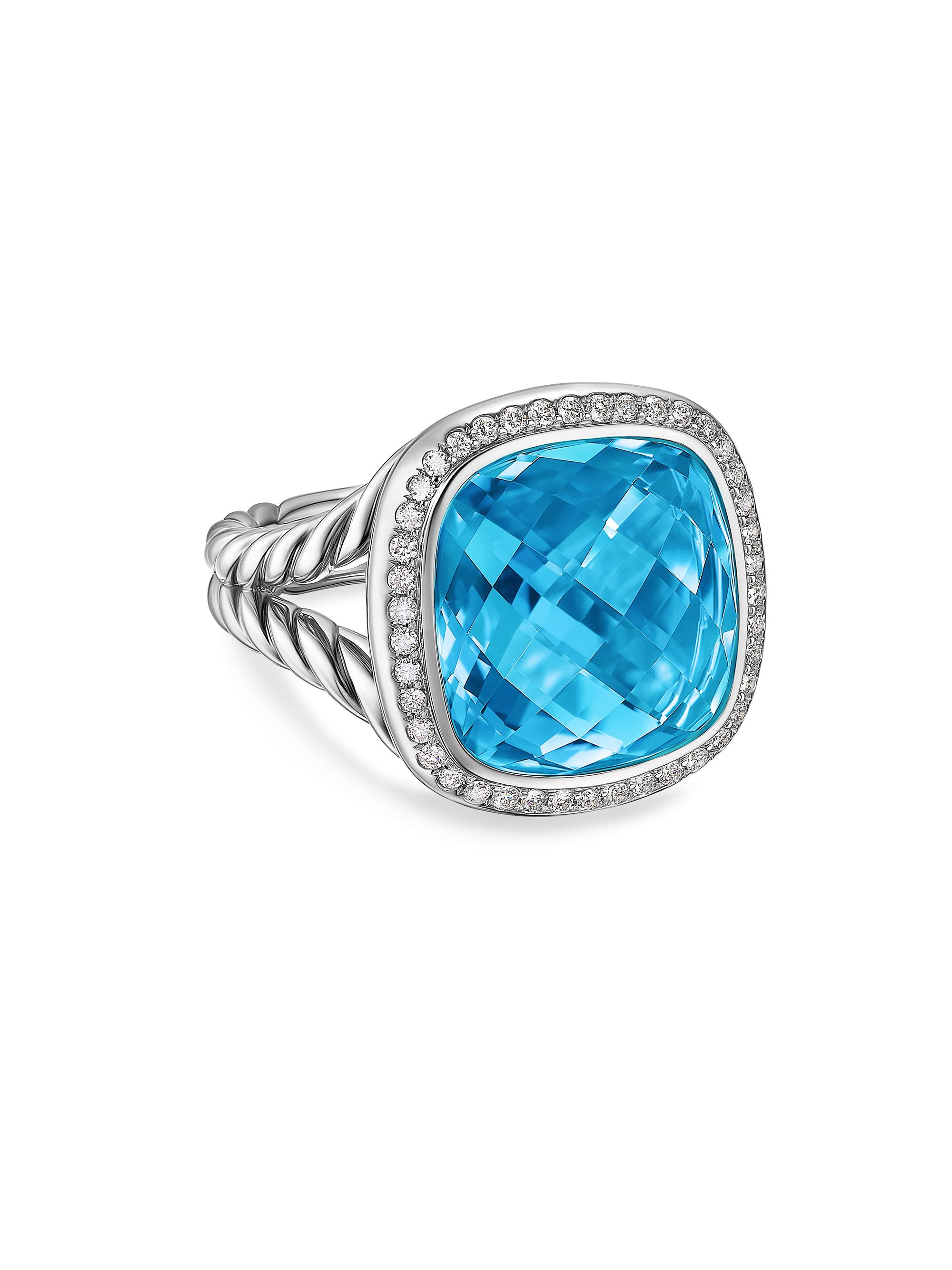 David Yurman Women's Albion Ring in Sterling Silver - Blue Topaz