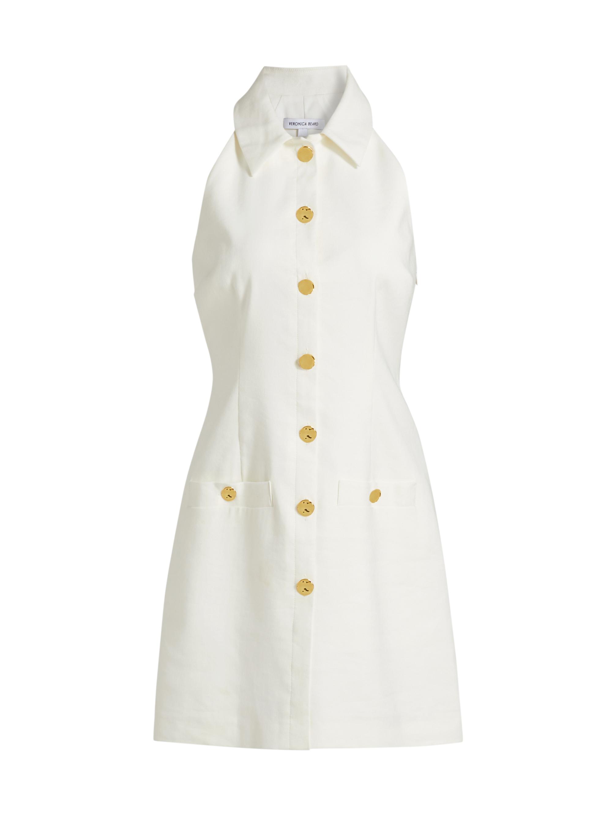 Veronica Beard Women's Roxanne Linen-Blend Halter Minidress - Dove