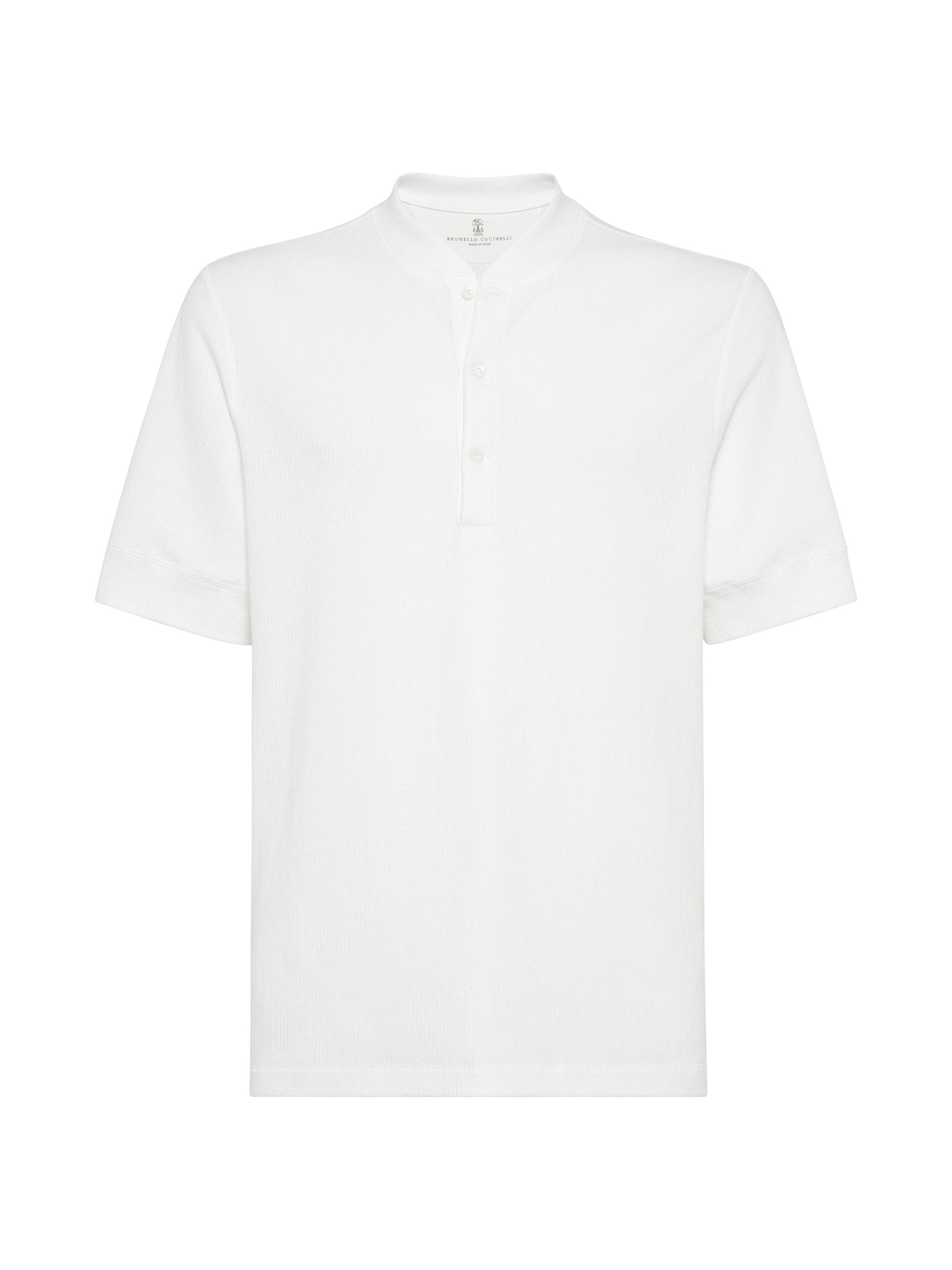 Brunello Cucinelli Men's Ribbed Cotton and Linen Jersey T Shirt - White