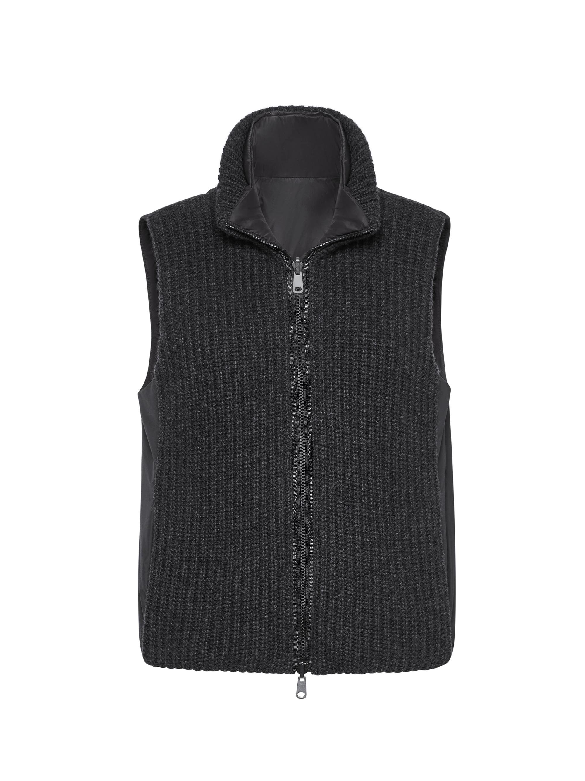 Brunello Cucinelli Women's Cashmere Feather Yarn Reversible Knit Down Vest with Monili - Lignite