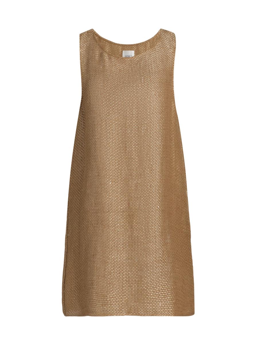 Leset Women's Stella Sleeveless Linen-blend Minidress In Brown