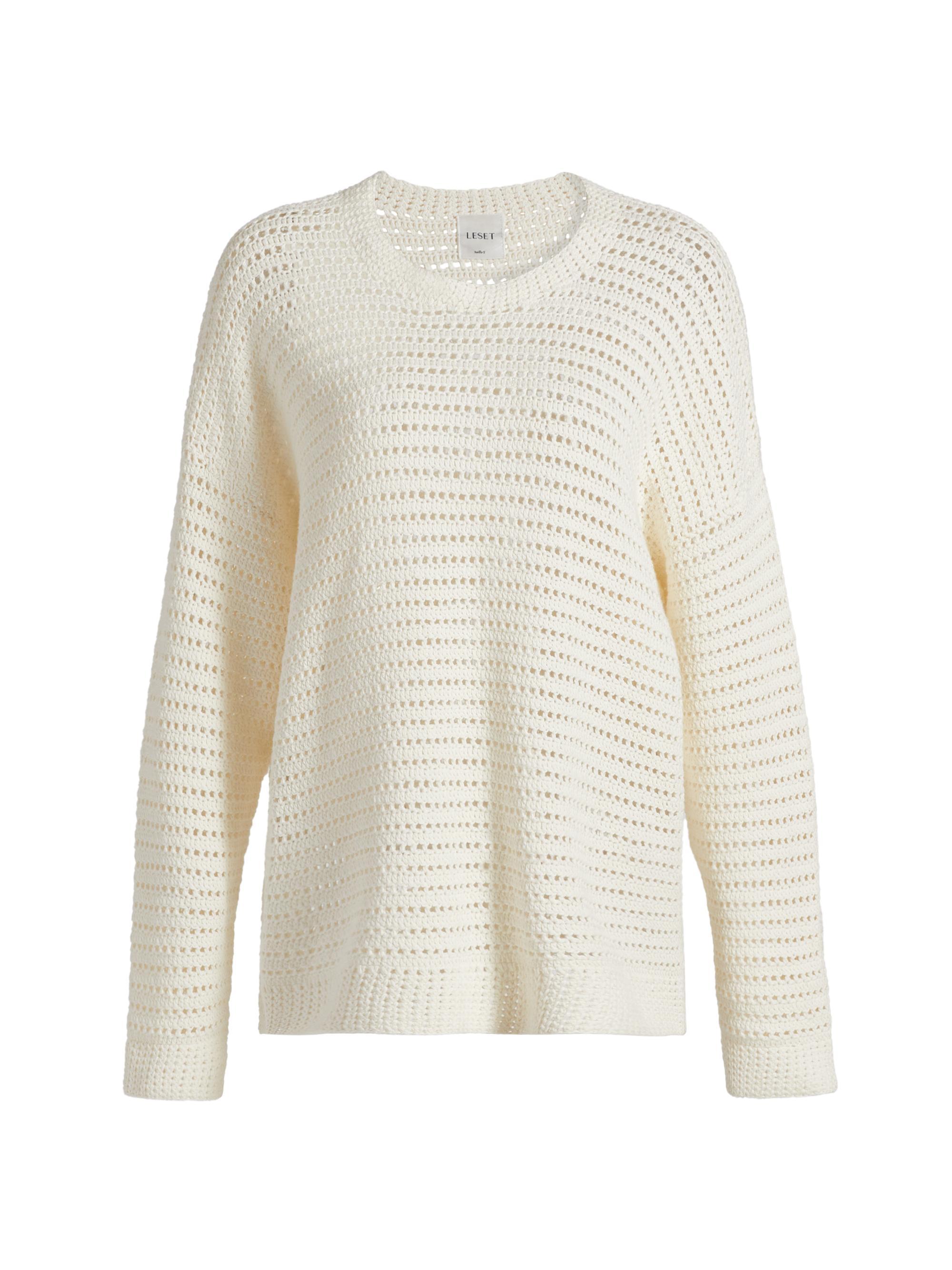 Leset Women's Lucy Oversized Open-Knit Cotton Sweater - Creme