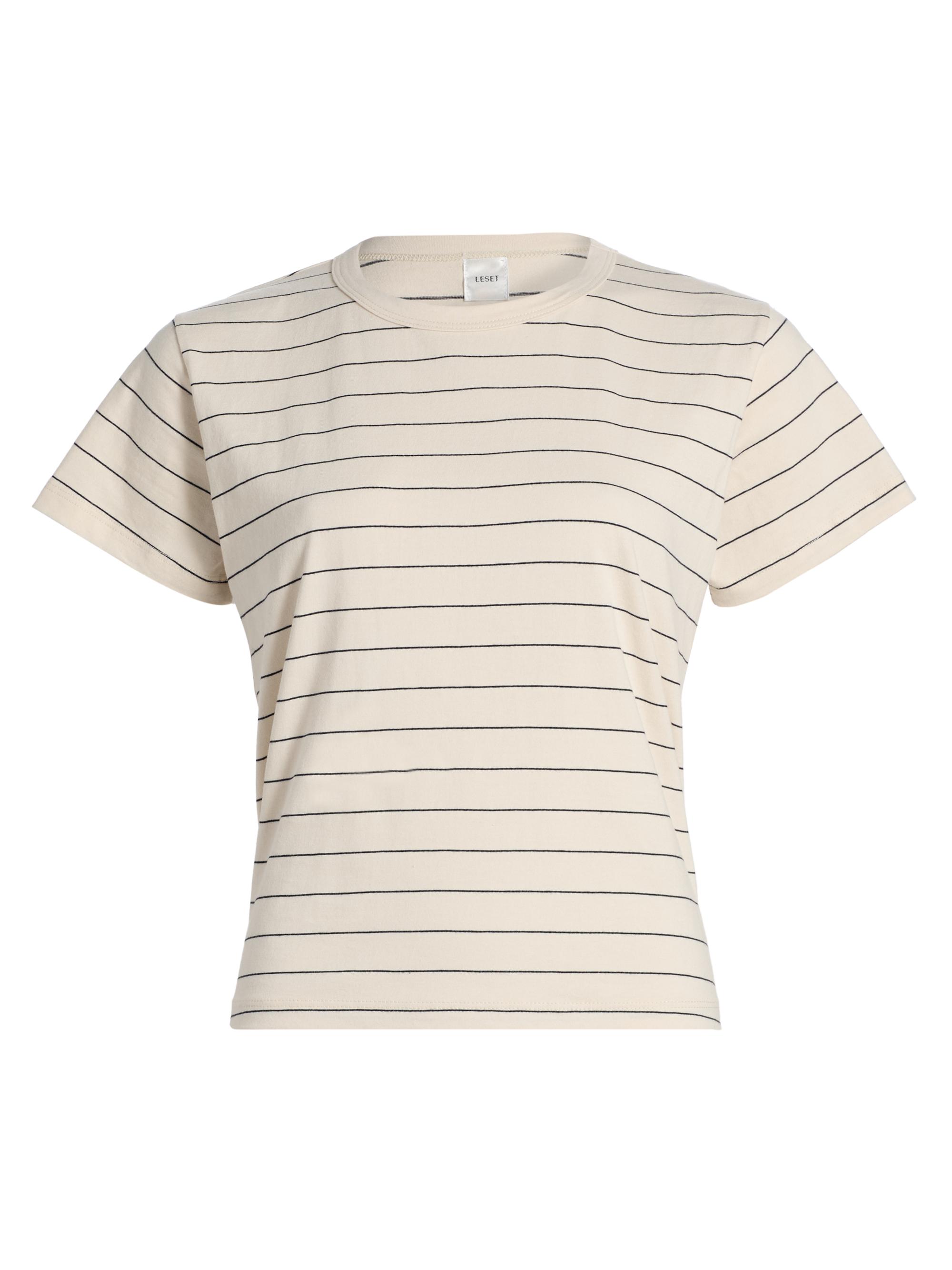 Leset Women's The Margo Striped Cotton T-Shirt - Natural Midnight Stripe