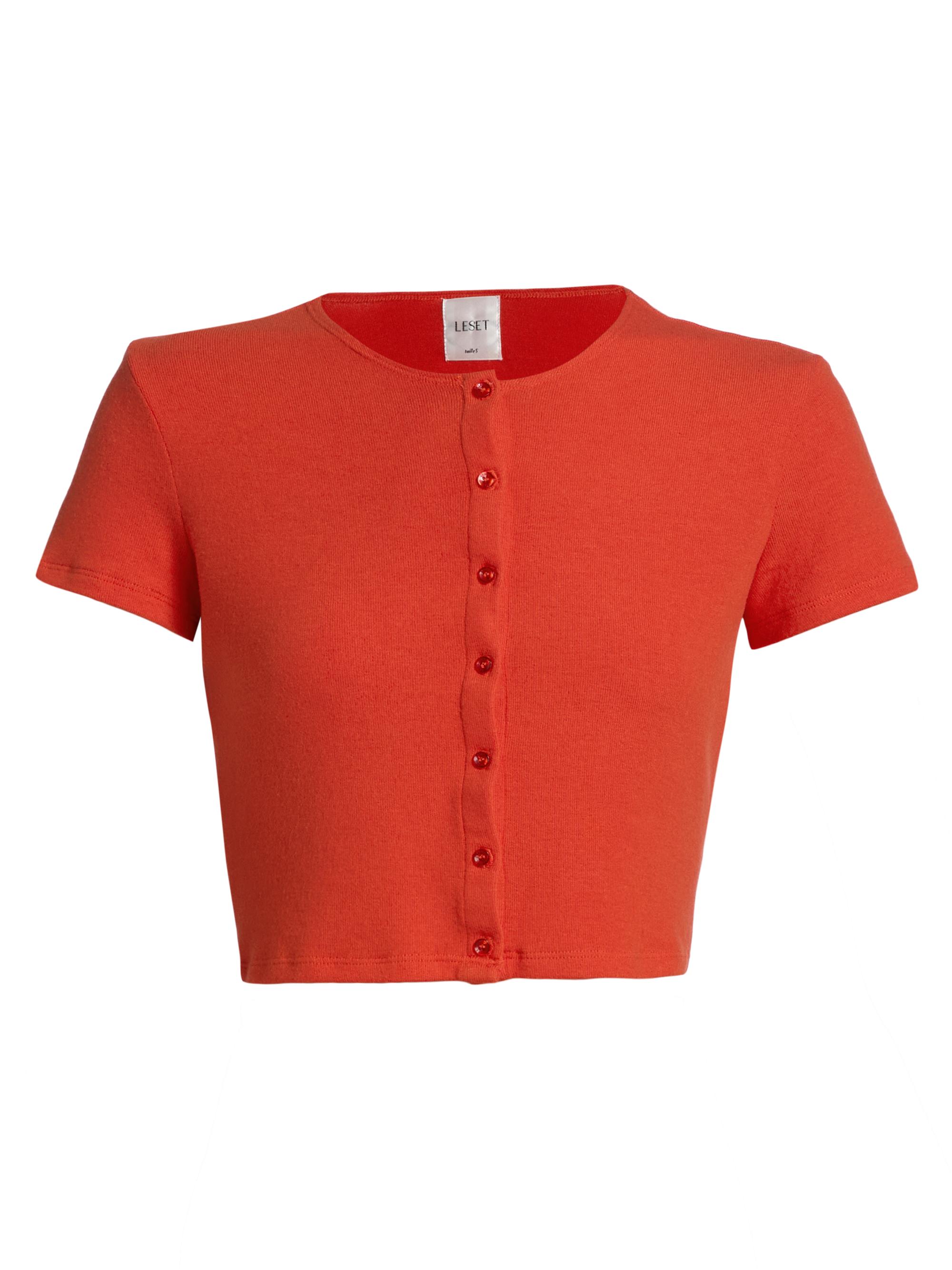 Leset Women's Lauren Short-Sleeve Crop Cardigan - Poppy