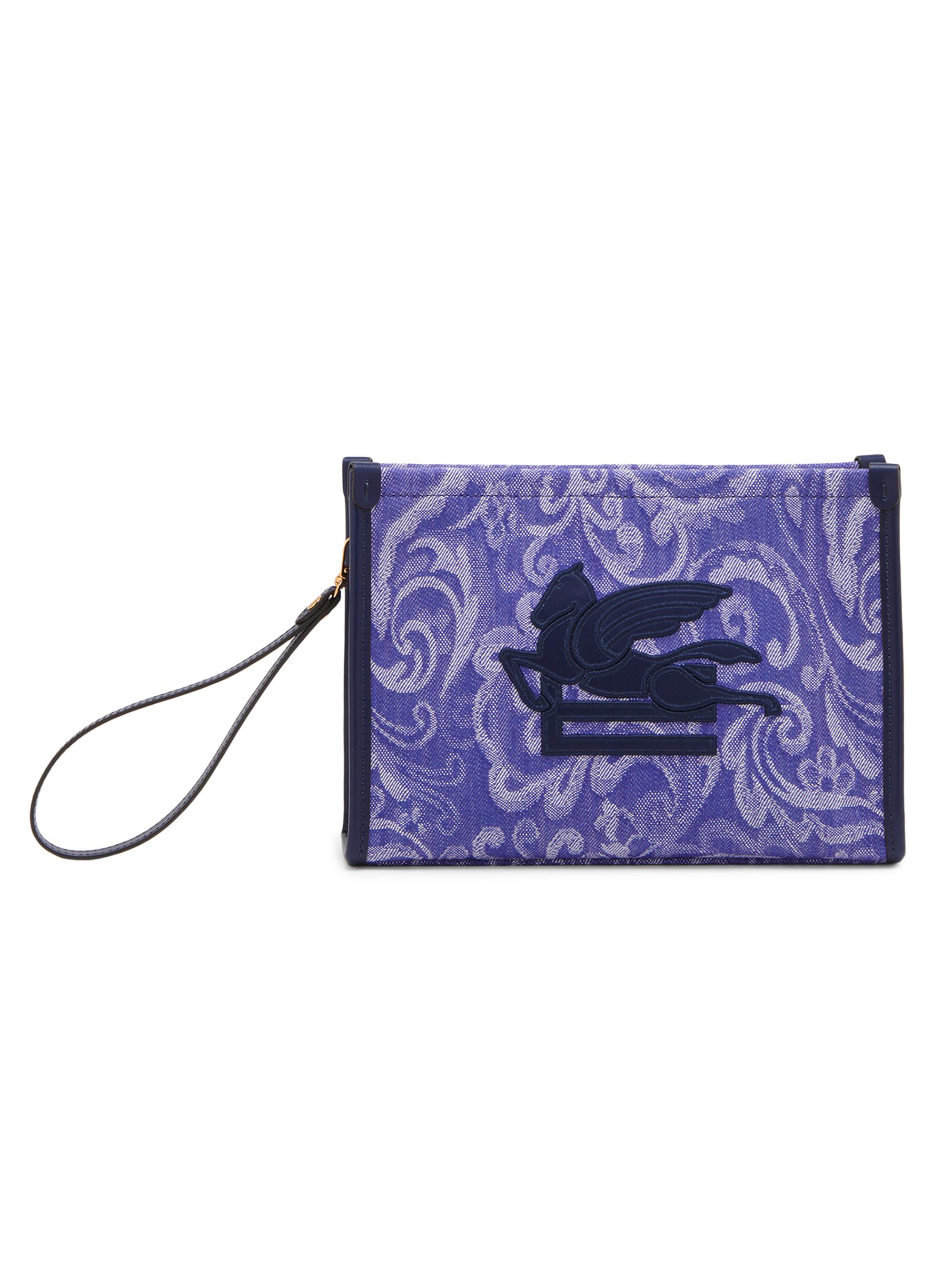 Etro Women's Paisley Jacquard Canvas Pouch - Multicolor On Blue Base