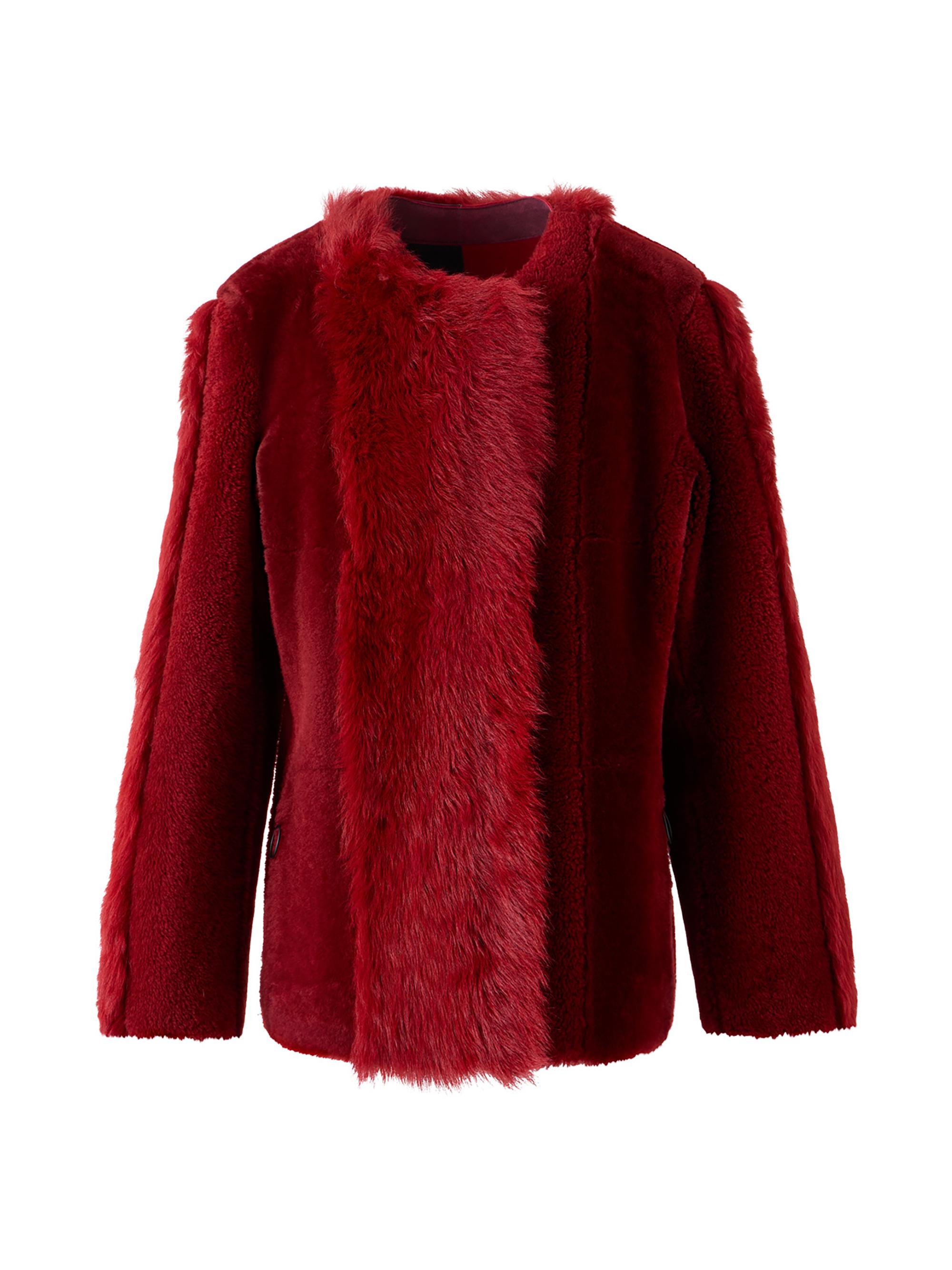 Akris punto Women's Boxy-Fit Shearling Jacket - Cranberry