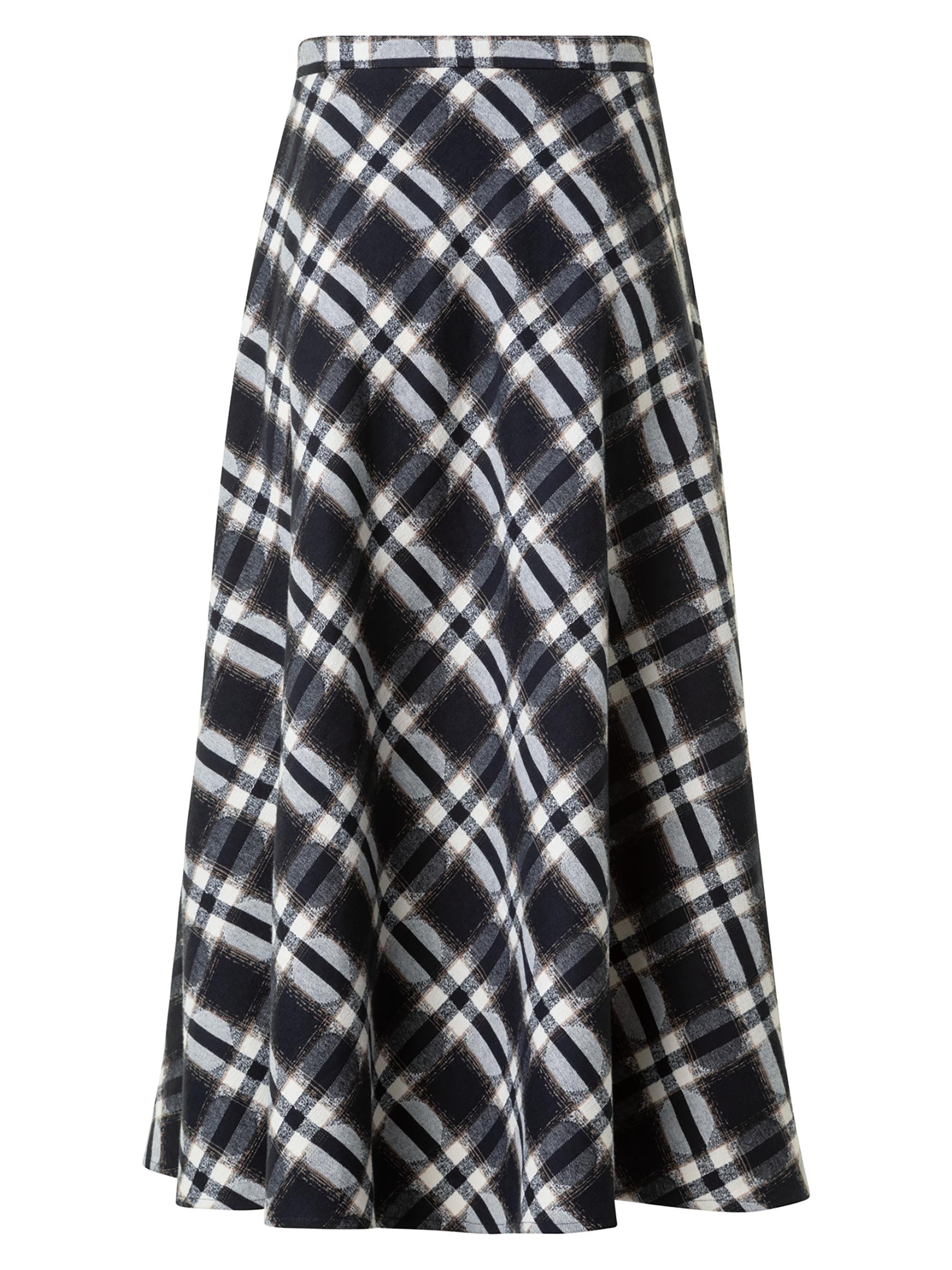 Akris punto Women's Plaid Cotton A-line Midi-Skirt - Black Cream Camel