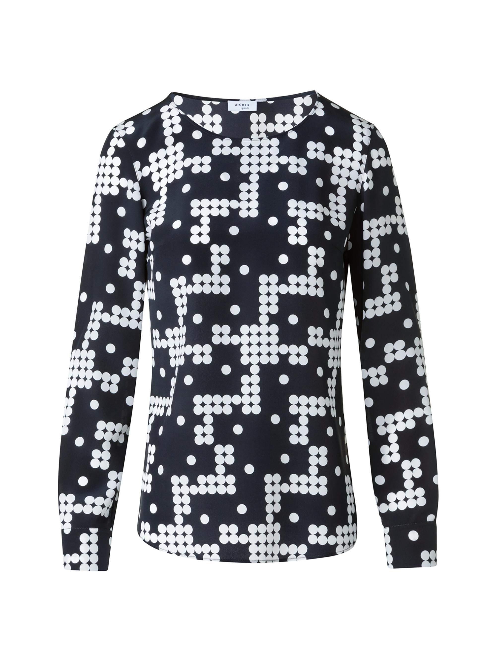 Akris punto Women's Alice Dot-Print Silk Blouse - Black Cream