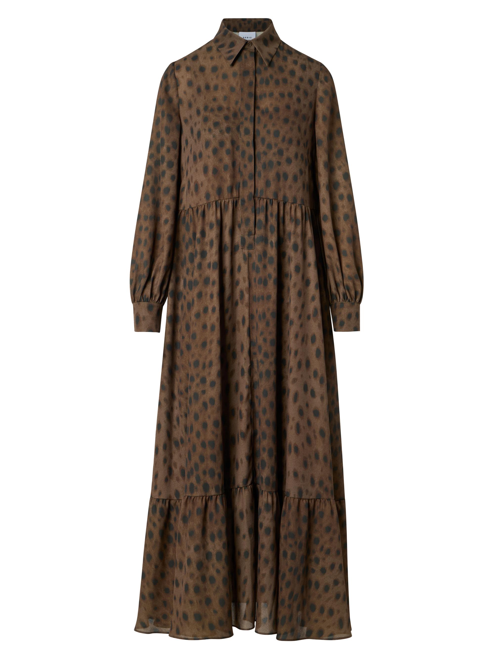 Akris punto Women's Leopard Georgette Maxi Shirtdress - Hazel Bark