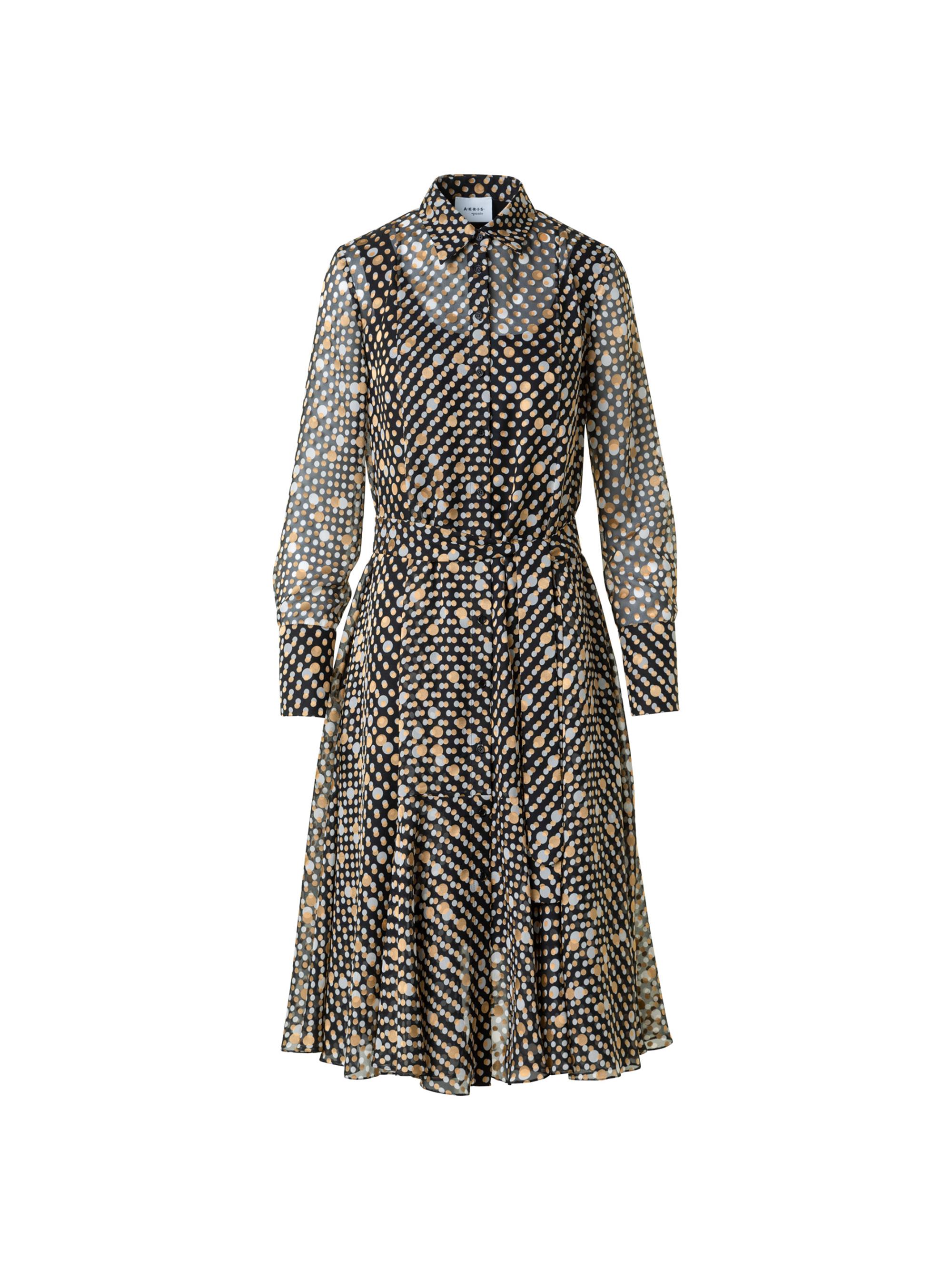 Akris punto Women's Polka Dot Devorê Midi-Dress - Black Multicolor