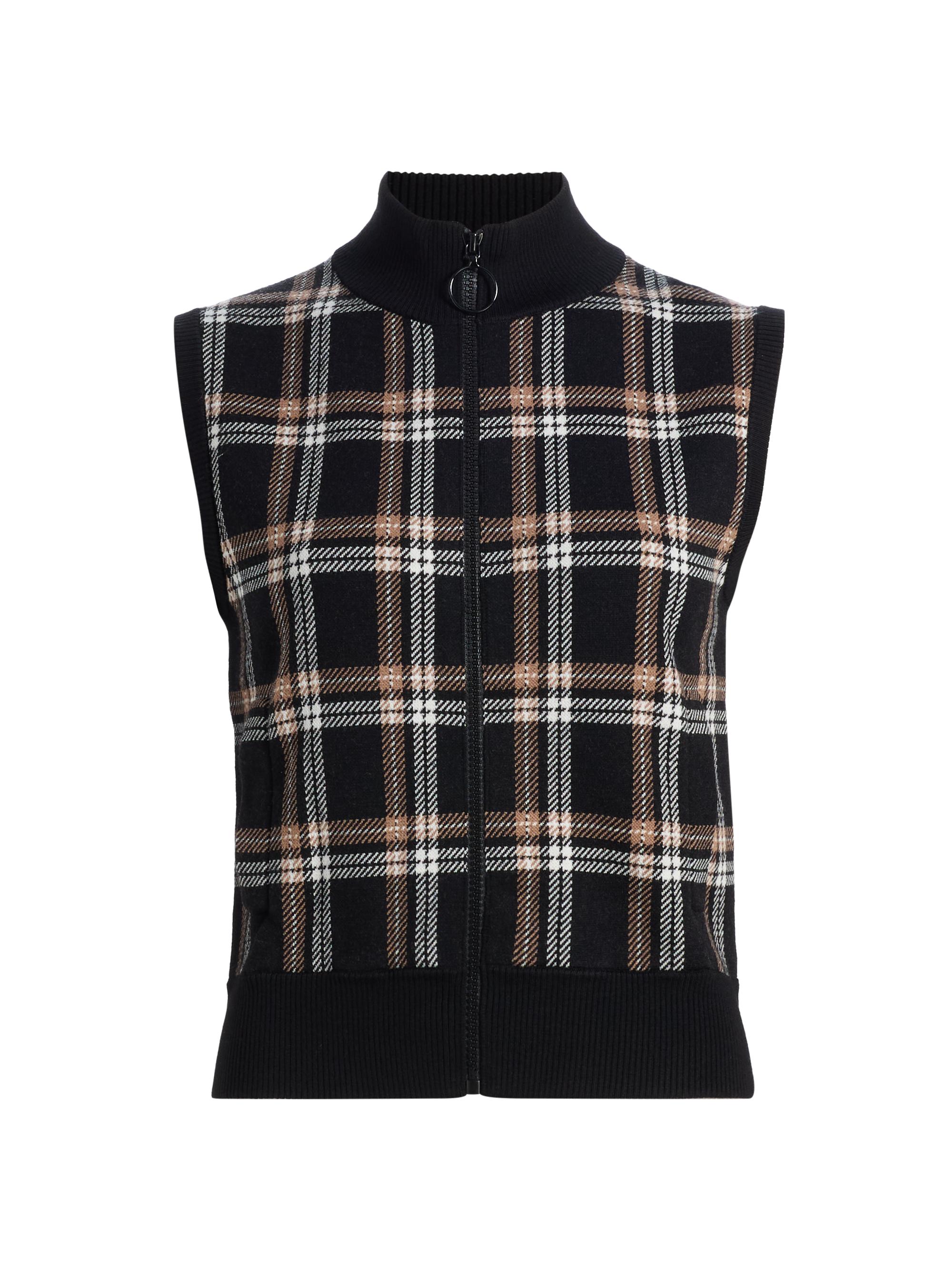 Akris punto Women's Plaid Jacquard Knit Cardigan - Black Camel Cream