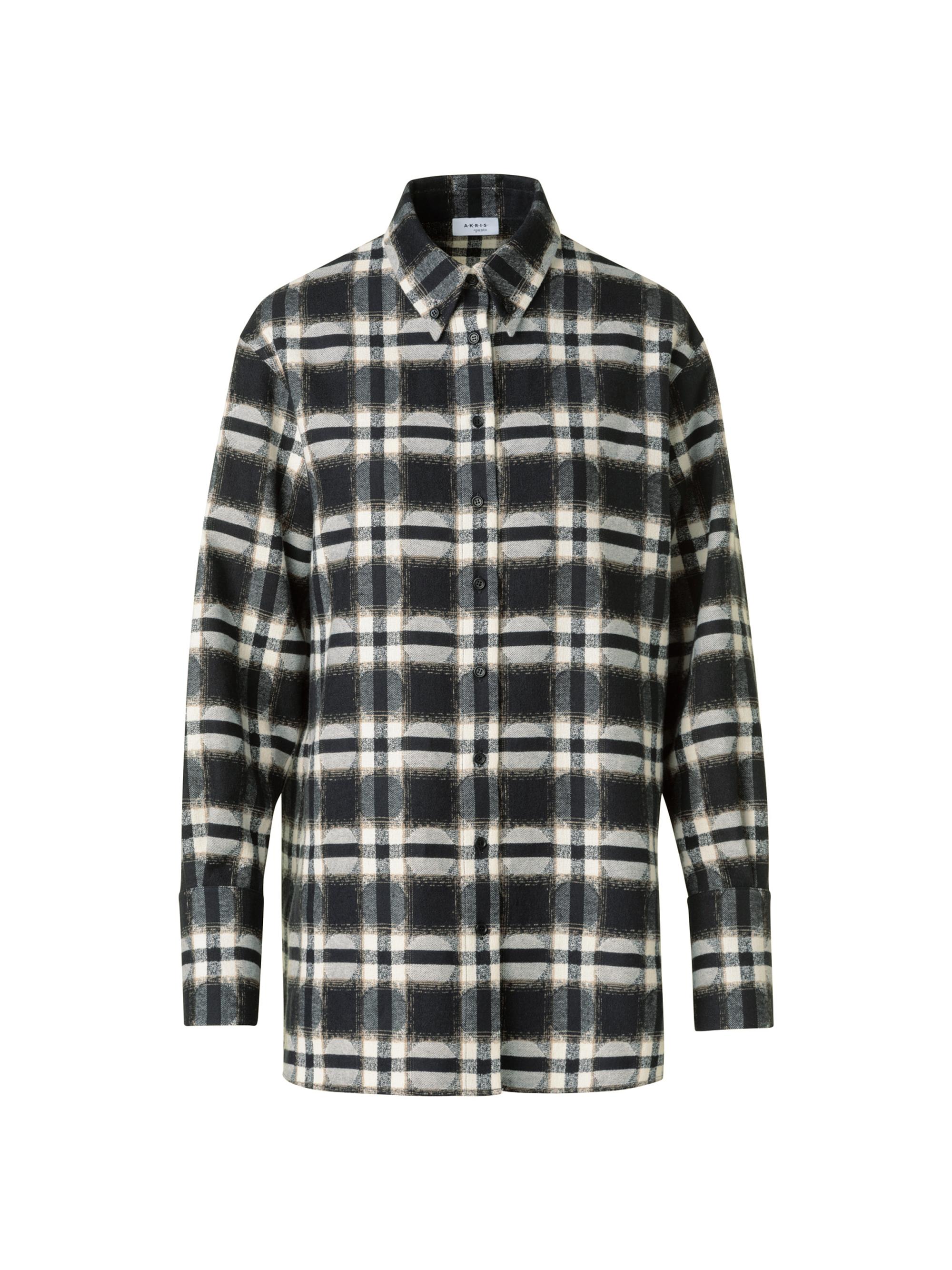 Akris punto Women's Checked Cotton Relaxed-FitCotton Shirt - Black Cream Camel