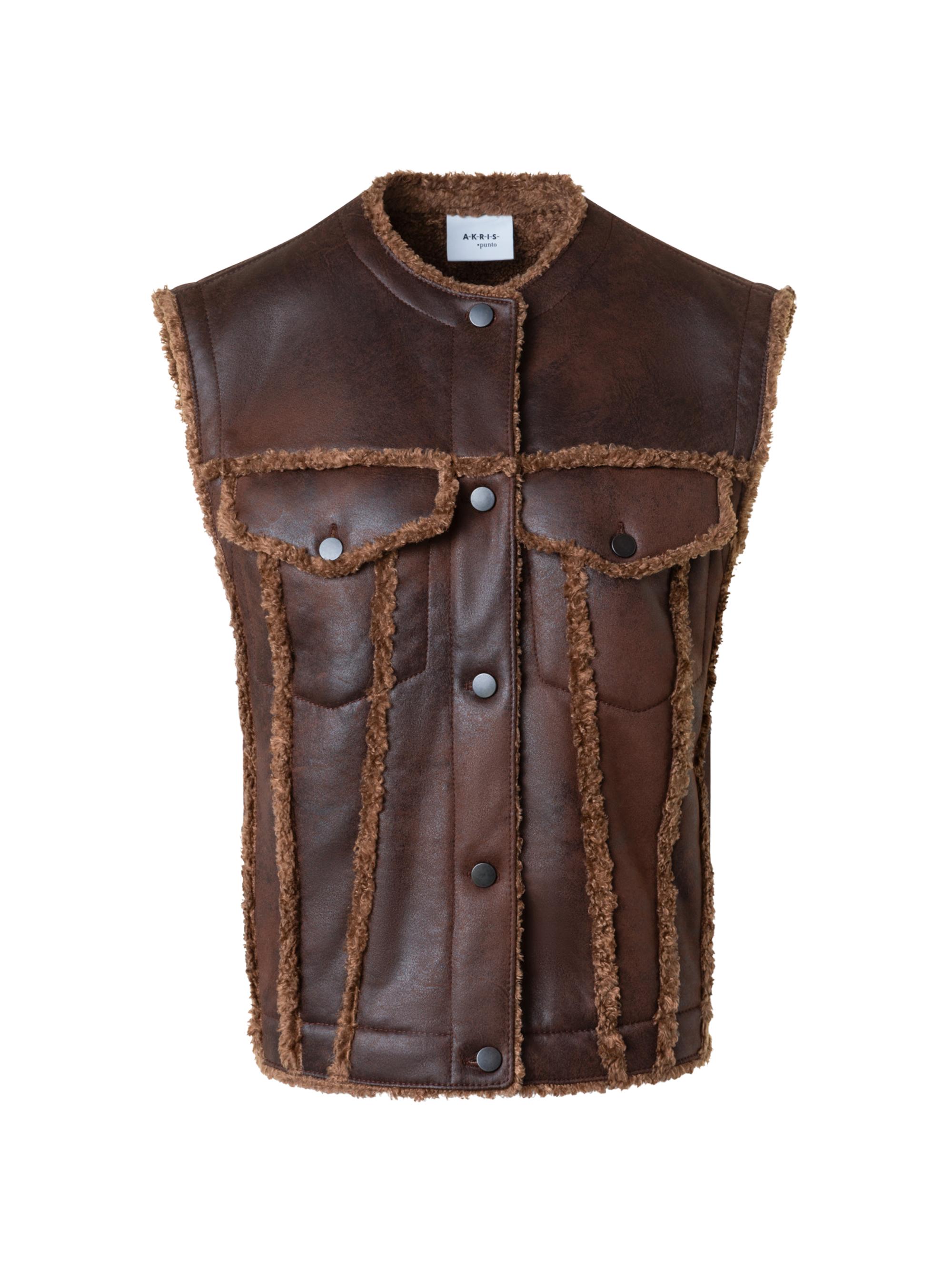 Akris punto Women's Faux Shearling-Trimmed Gilet - Bark