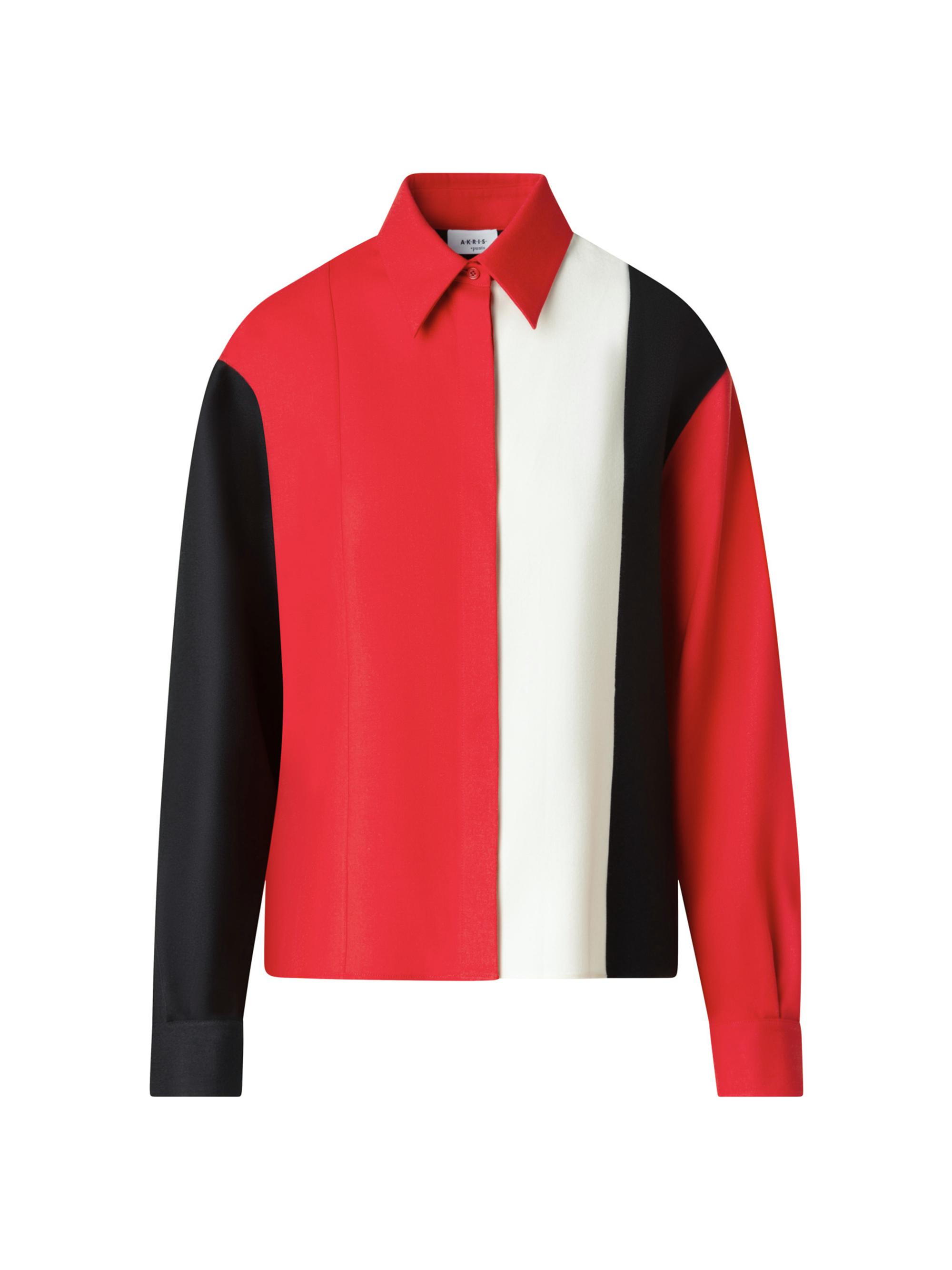 Akris punto Women's Colorblocked Virgin Wool Shirt - Cream Black Vermillion