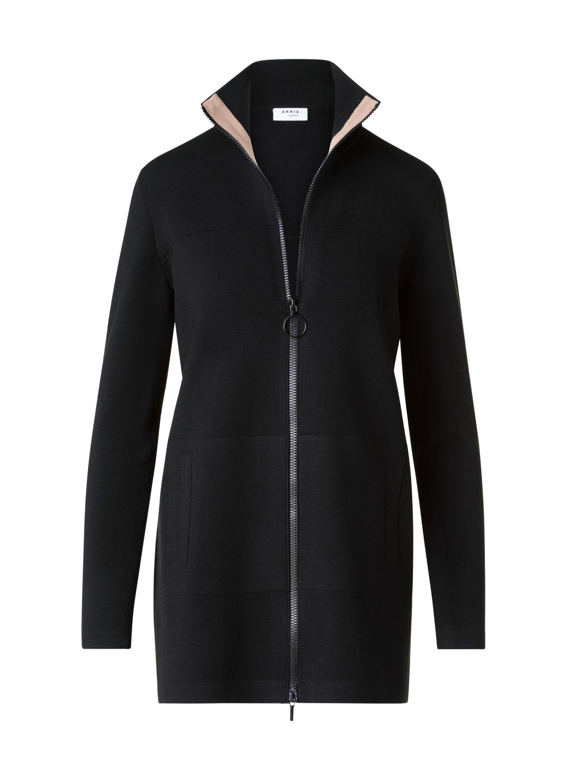 Akris punto Women's Stretch Merino Wool Zip Cardigan - Black Camel