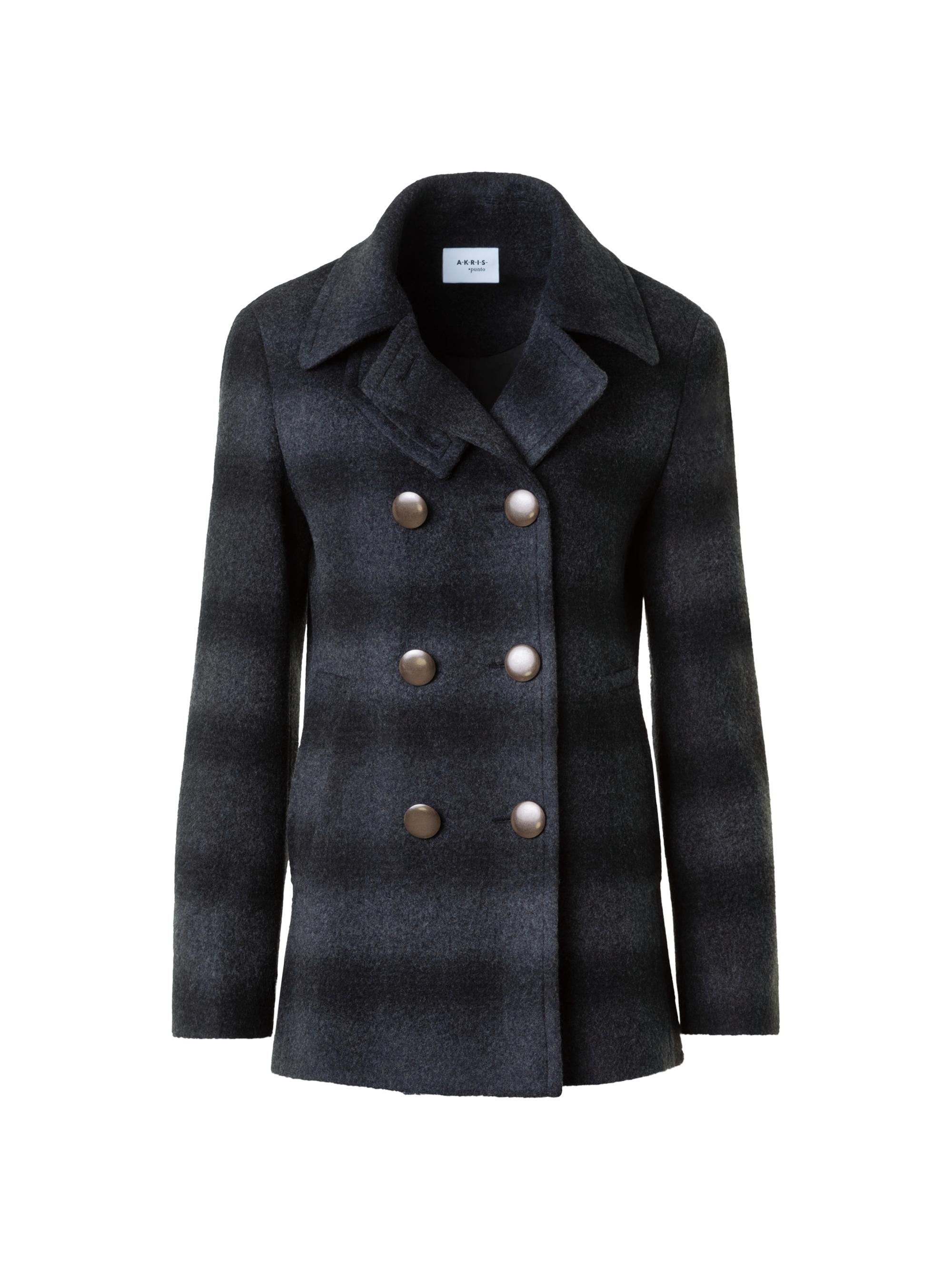 Akris punto Women's Blurred Check Brushed Wool Peacoat - Charcoal Black