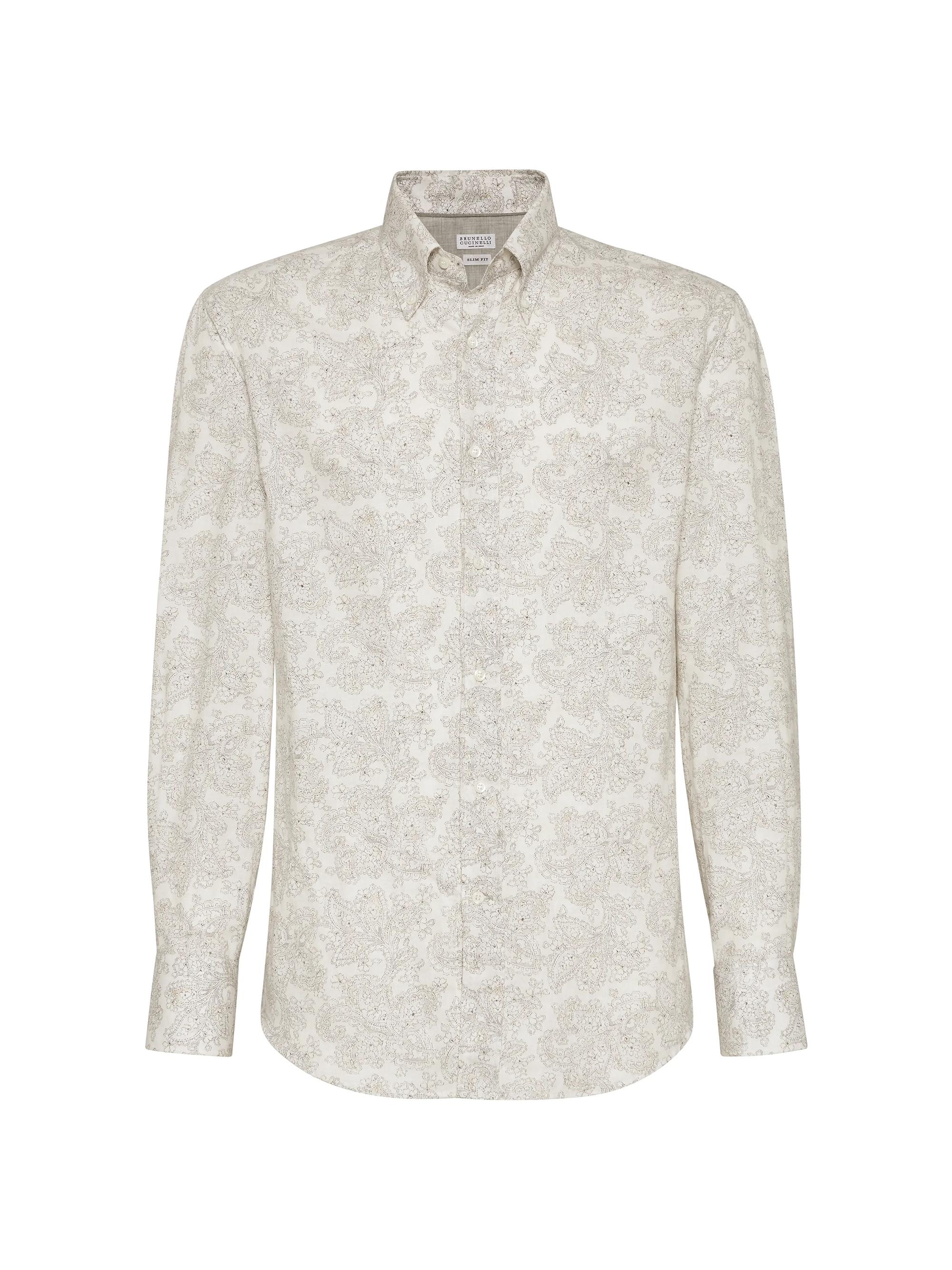 Brunello Cucinelli Men's Slim Fit Shirt with Button Down Collar - Panama